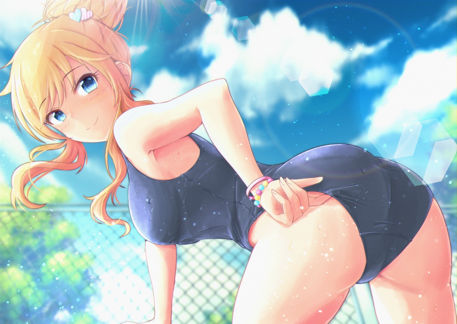 ass cyde ootsuki_yui school_swimsuit swimsuits the_idolm@ster the_idolm@ster_cinderella_girls wet