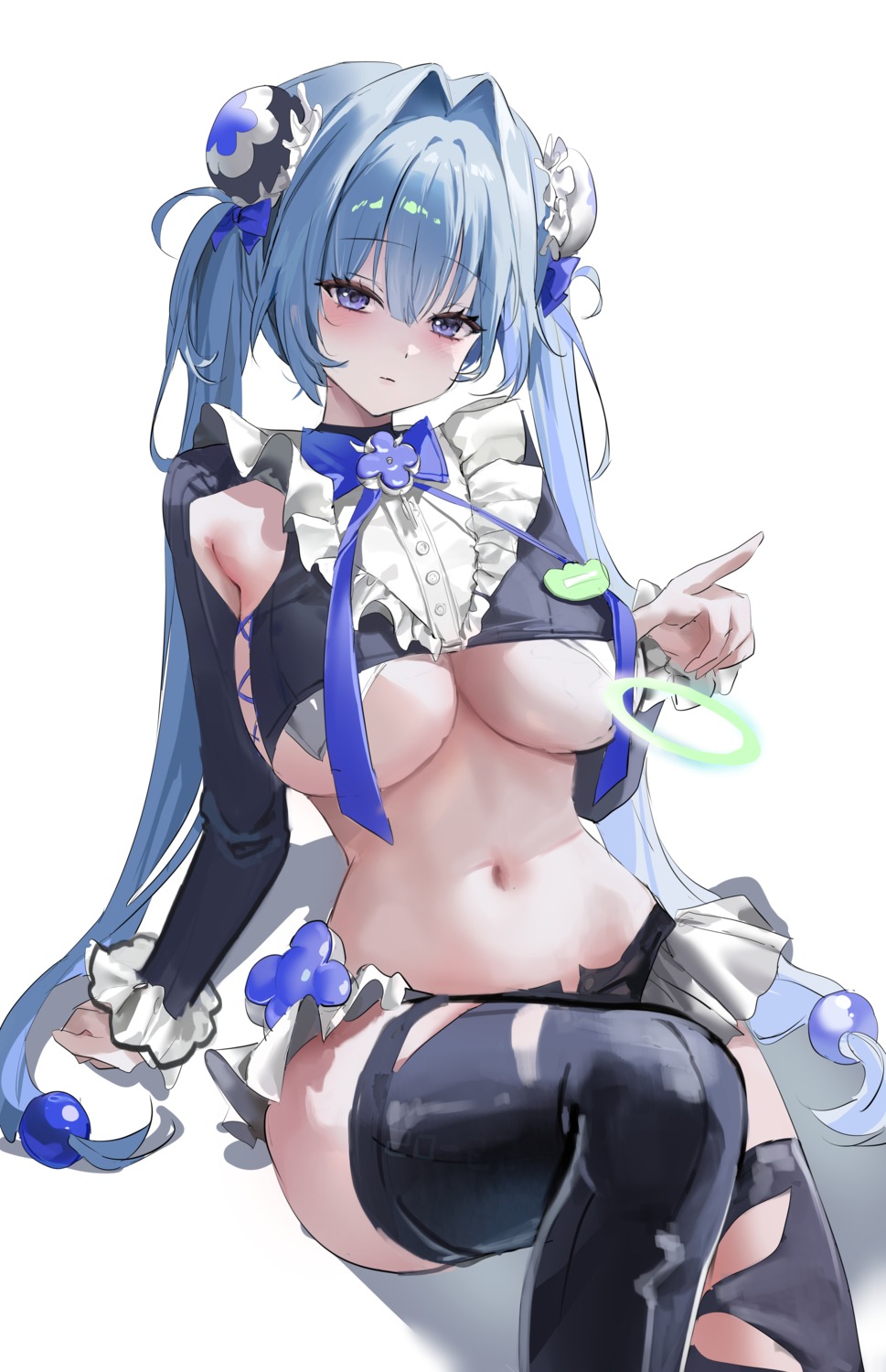 hansel_(nikke) maid nikke_the_goddess_of_victory no_bra thighhighs yam_s2