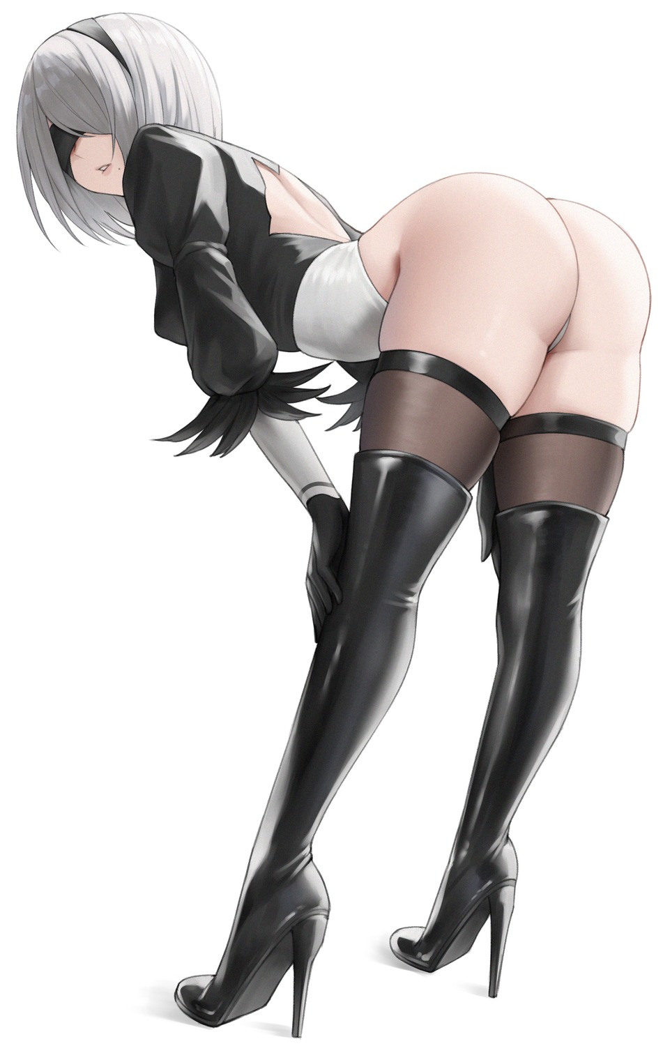 ass heels leotard nier nier_automata nyatokanyaru thighhighs yorha_no.2_type_b