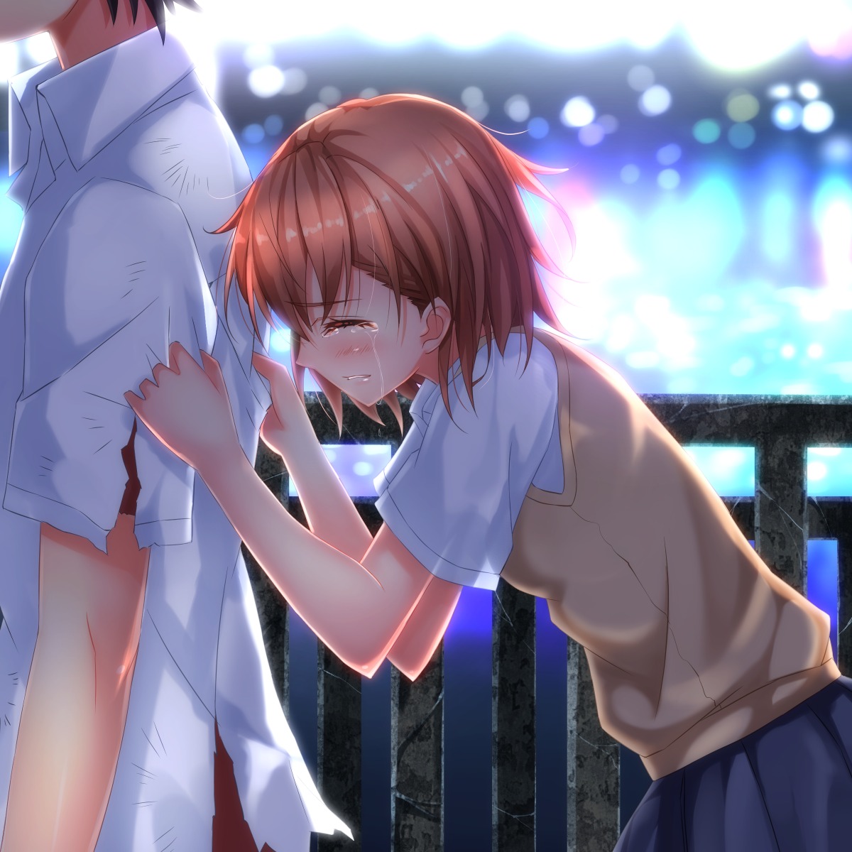 kamijou_touma misaka_mikoto seifuku swordsouls to_aru_kagaku_no_railgun to_aru_majutsu_no_index