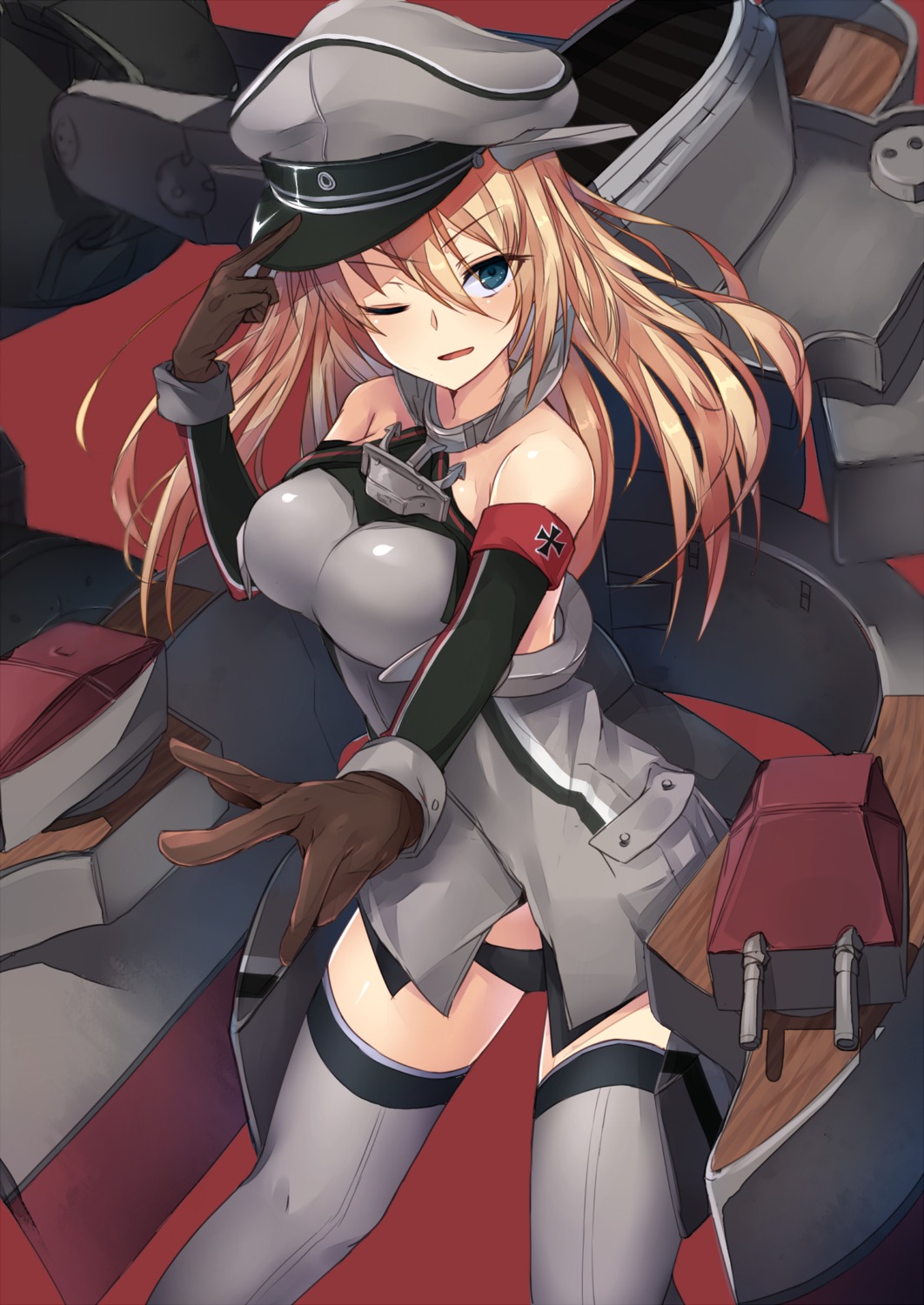 bismarck_(kancolle) kantai_collection metindone no_bra pantsu thighhighs