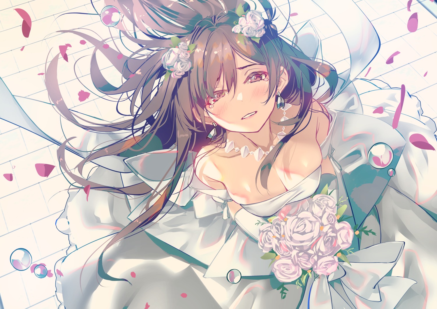 dress ichinose_chizuru kanojo_okarishimasu no_bra sydus wedding_dress