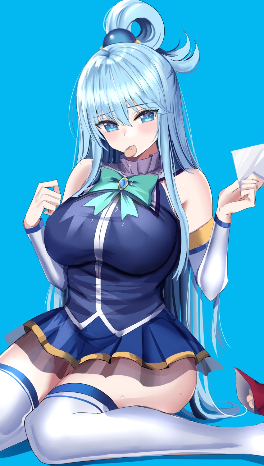 aqua_(konosuba) hanasaka_houcha kono_subarashii_sekai_ni_shukufuku_wo! see_through thighhighs