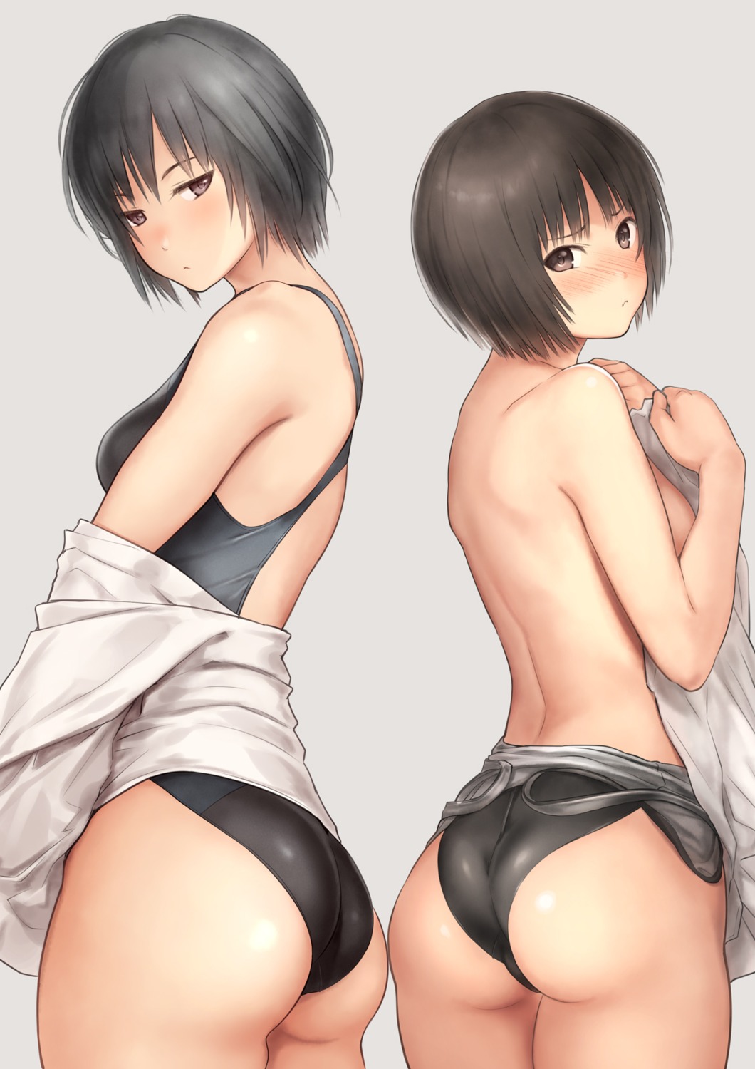amagami ass breast_hold nanasaki_ai serizawa swimsuits tachibana_miya topless