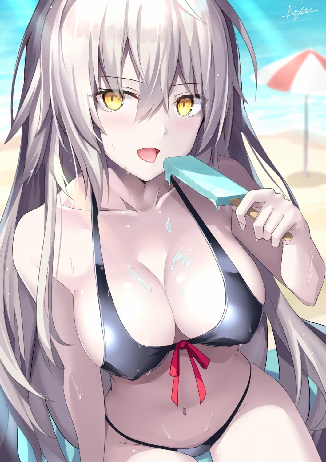 bikini cream erect_nipples fate/grand_order jeanne_d'arc jeanne_d'arc_(alter)_(fate) rin_yuu swimsuits wet