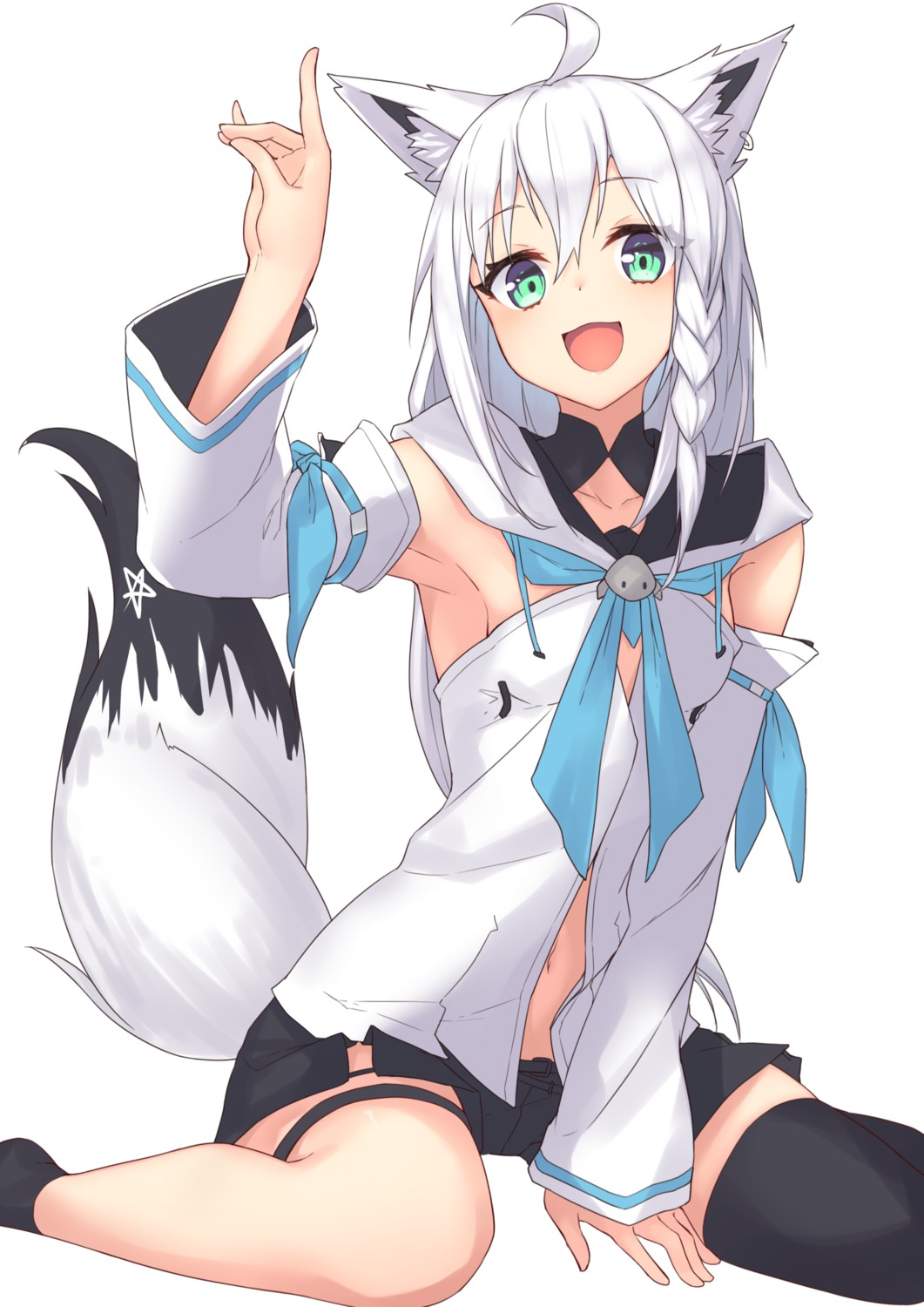 animal_ears garter hololive hololive_gamers kitsune shirakami_fubuki tagme tail thighhighs