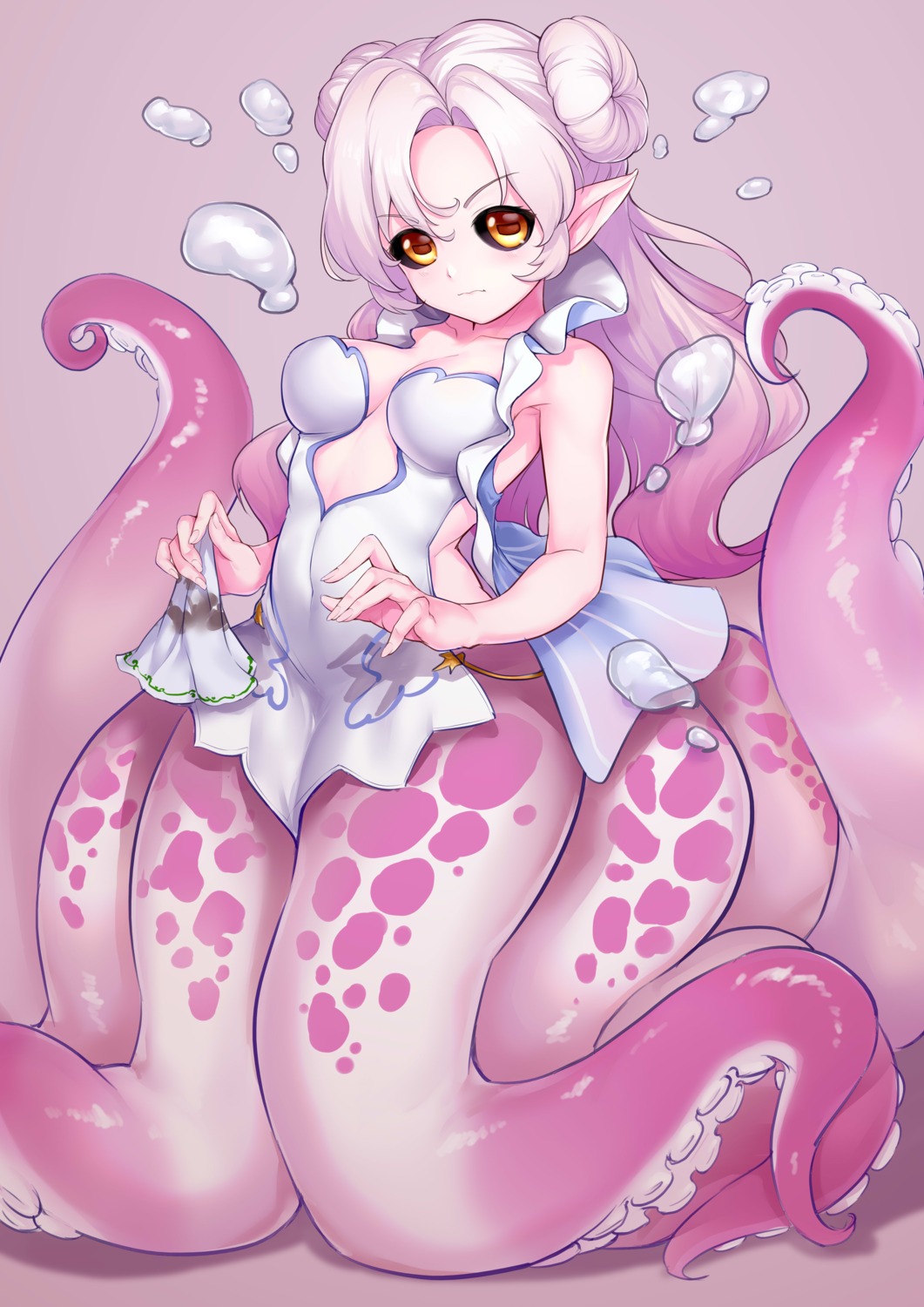 aomoro clover_theater dress monster_girl no_bra pointy_ears tentacles