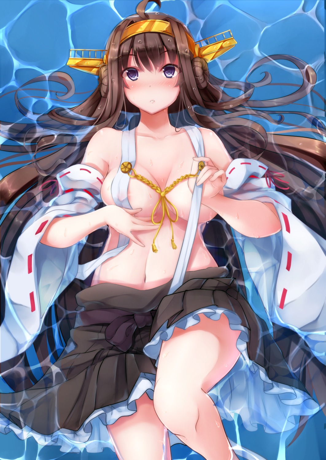 cleavage erect_nipples kantai_collection kongou_(kancolle) nicoby topless wet wet_clothes