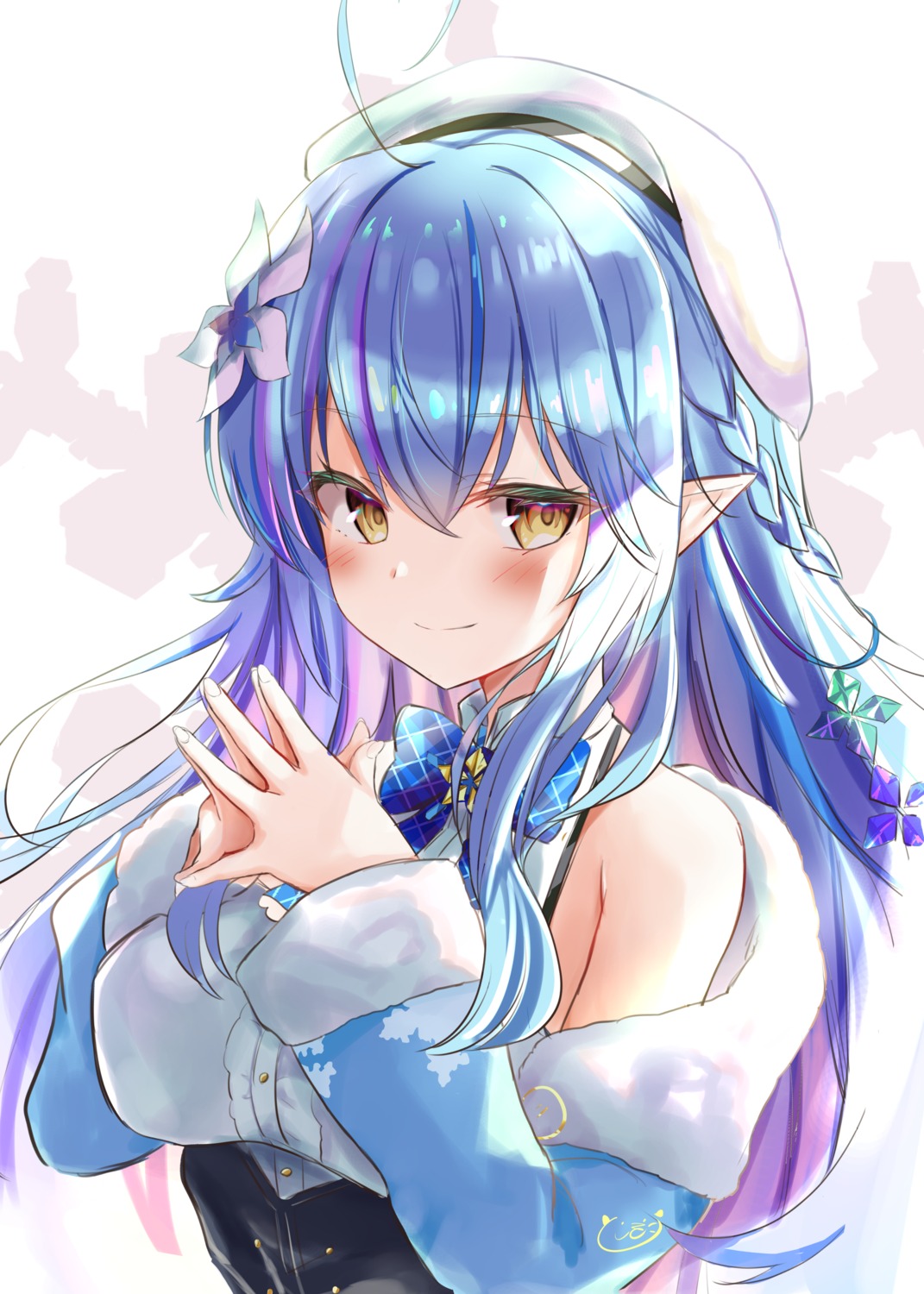 elf hololive pointy_ears toshizou_(0714) yukihana_lamy