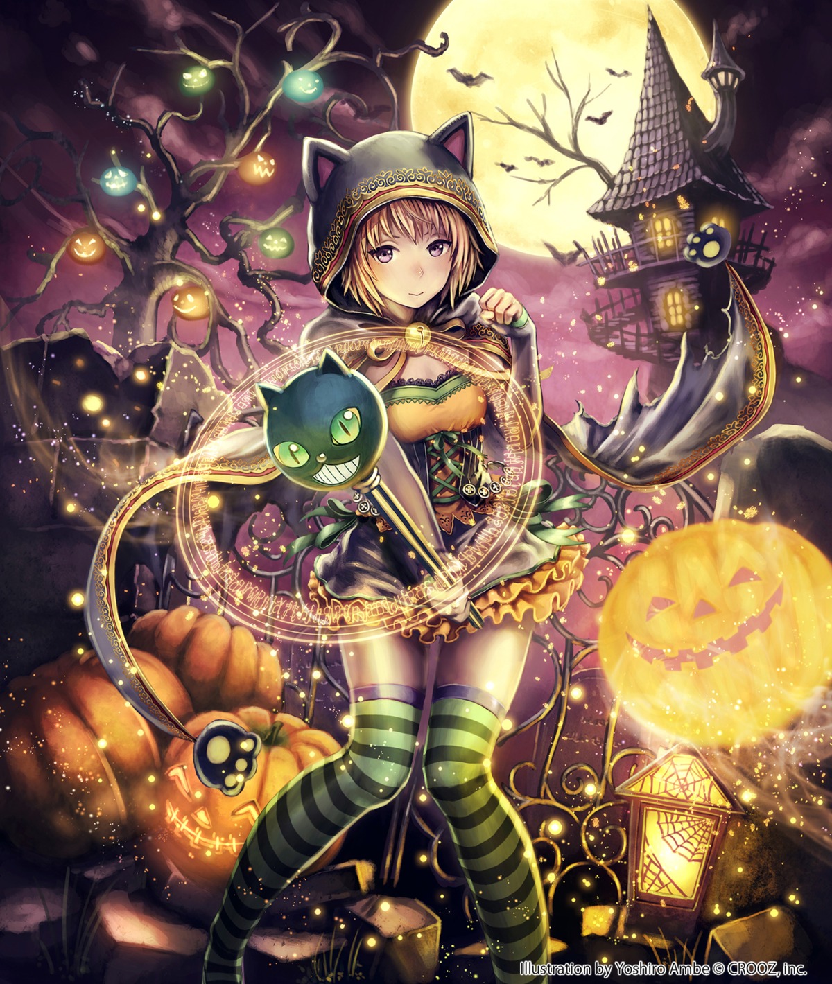 anbe_yoshirou halloween thighhighs witch
