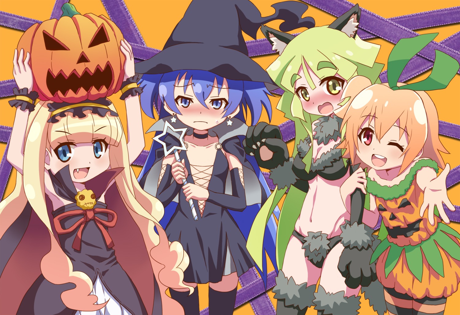 animal_ears genei_wo_kakeru_taiyou gonzaburou halloween hoshikawa_seira shirokane_ginka taiyou_akari tsukuyomi_luna