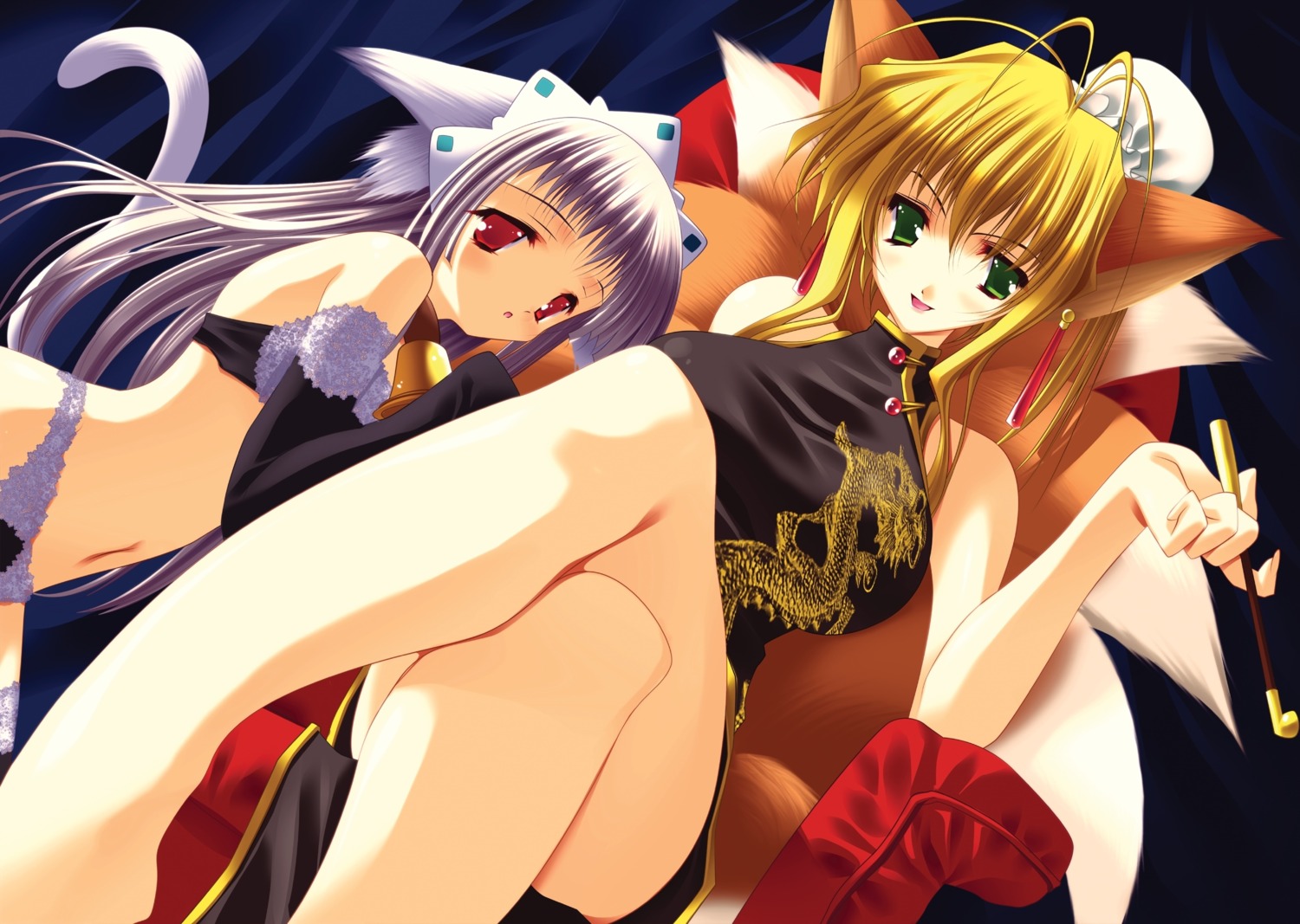 animal_ears aoi_yuuji chinadress lingerie nekomimi puni_puni_handmaid tail