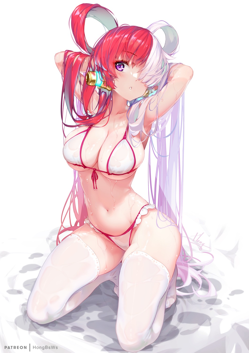 bikini hong_(white_spider) one_piece one_piece_film:_red see_through swimsuits thighhighs uta_(one_piece) wet wet_clothes