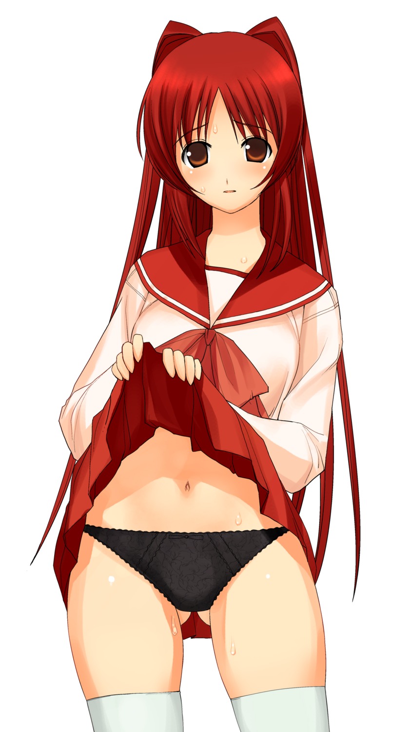 a1 initial-g kousaka_tamaki pantsu seifuku skirt_lift thighhighs to_heart_(series) to_heart_2