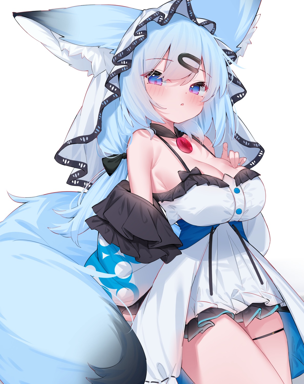 animal_ears dress garter leafpie_zaurus no_bra tail