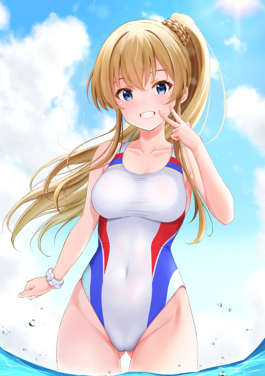 ca_paria cameltoe kousaka_umi swimsuits the_idolm@ster the_idolm@ster_million_live! wet