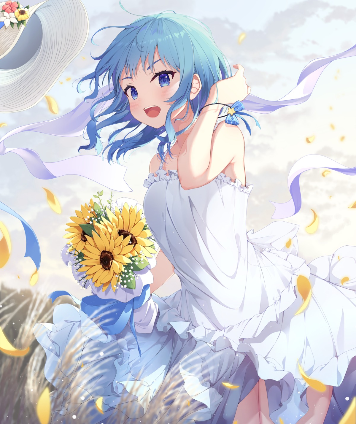 dress hololive hoshimachi_suisei keis_(locrian1357) skirt_lift summer_dress