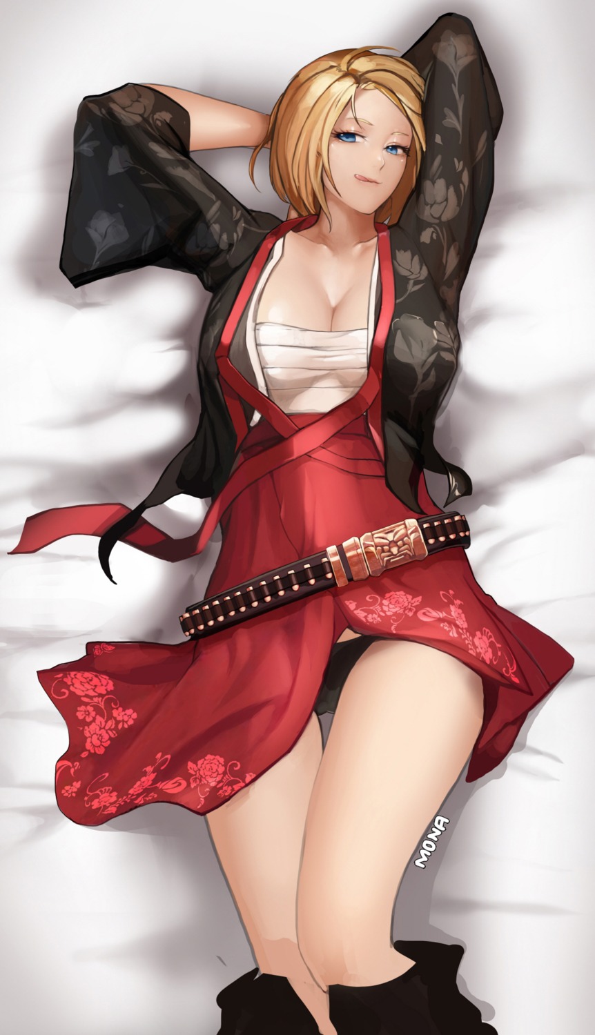 cleavage dungeon_fighter japanese_clothes monaim open_shirt pantsu sarashi