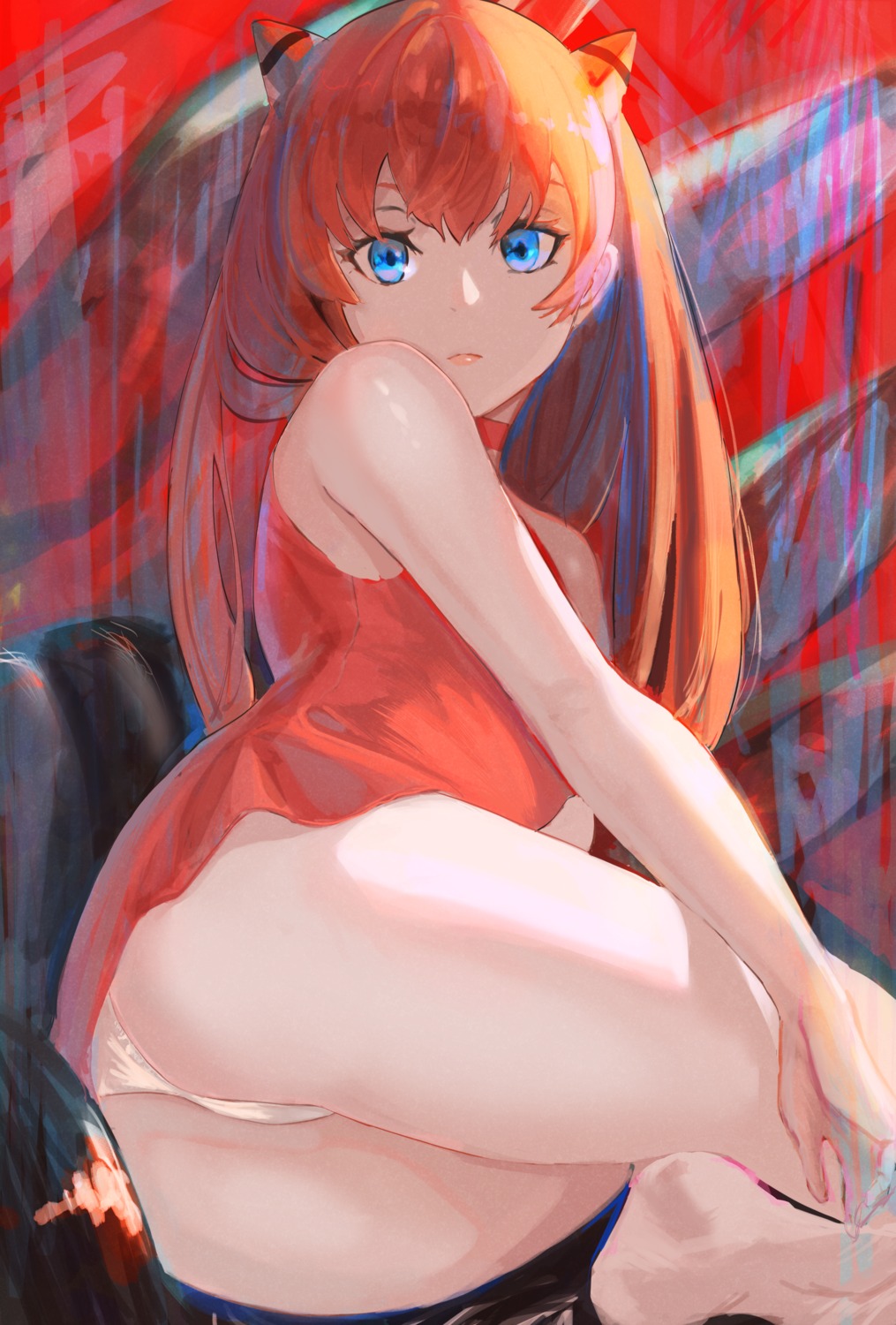 ass cameltoe dress neon_genesis_evangelion pantsu skirt_lift souryuu_asuka_langley thong you-6-11