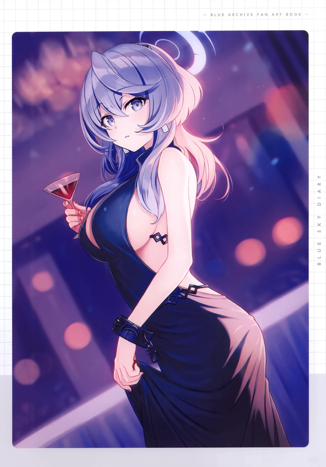 amau_ako ass blue_archive crown dress halo no_bra skirt_lift yashiro_seika