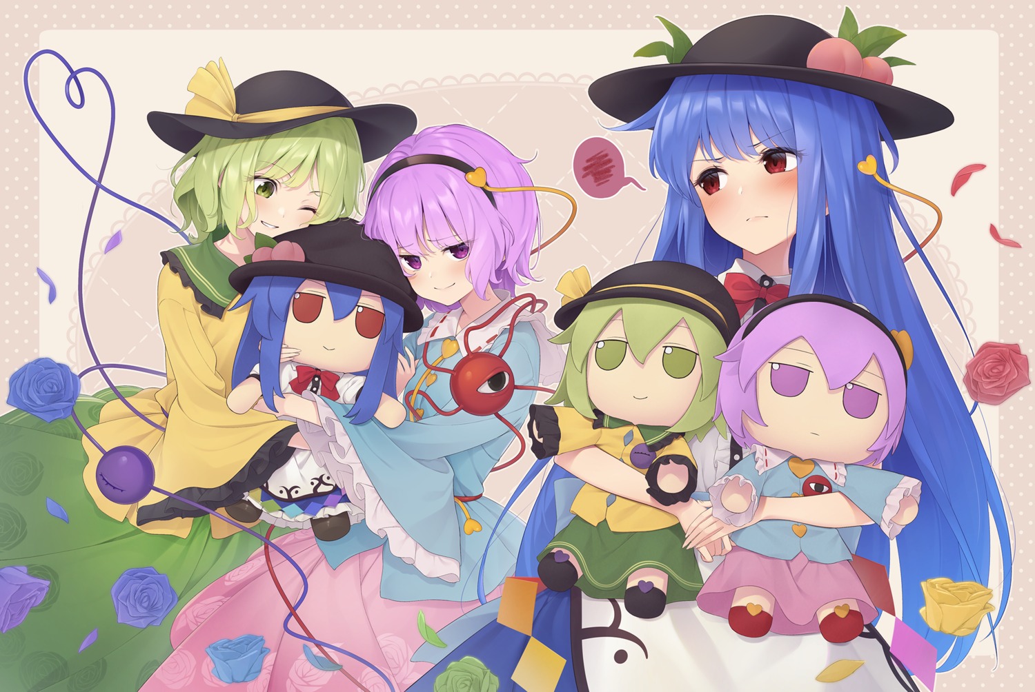 chibi dress hinanawi_tenshi kanpa_(campagne_9) komeiji_koishi komeiji_satori touhou