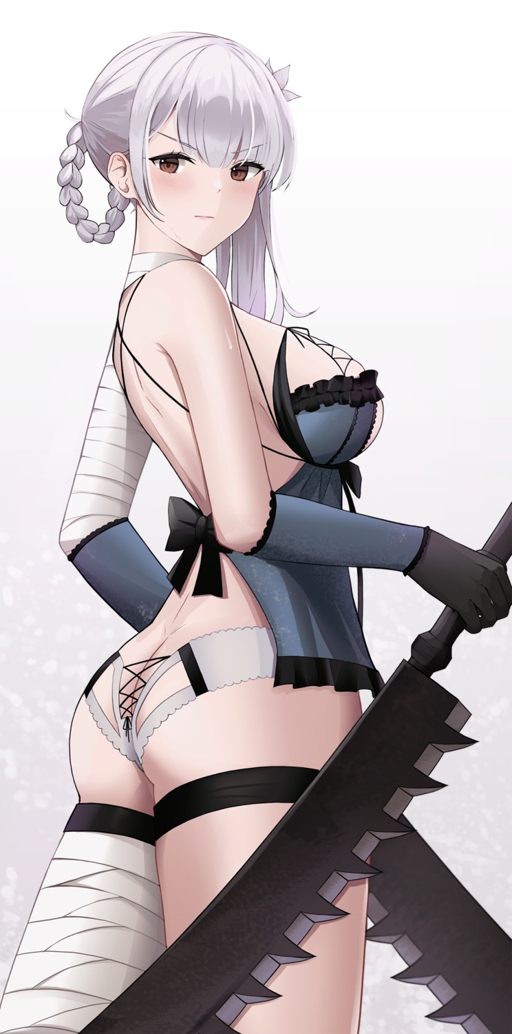 ass bandages garter kaine_(nier) lingerie nier nier_replicant no_bra tio_(005) weapon