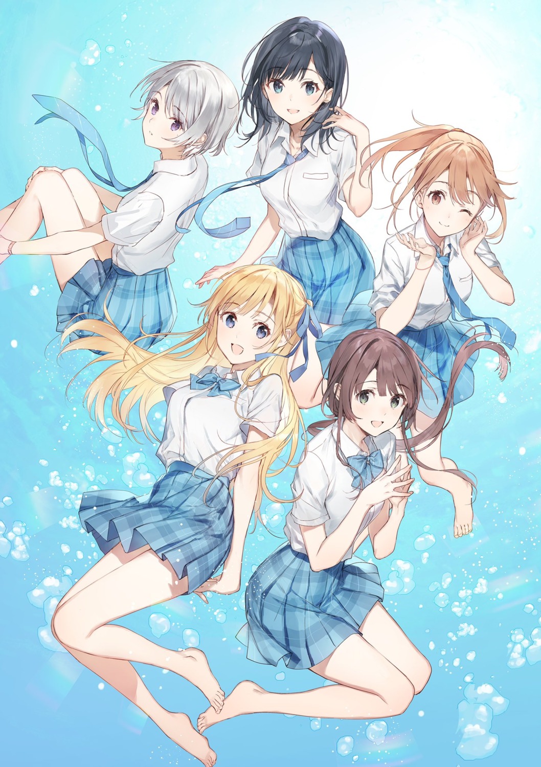 aomi_haru chitose-kun_wa_ramune_bin_no_naka feet hiiragi_yuuko nanase_yuzuki nishino_asuka raemz seifuku skirt_lift uchida_yua