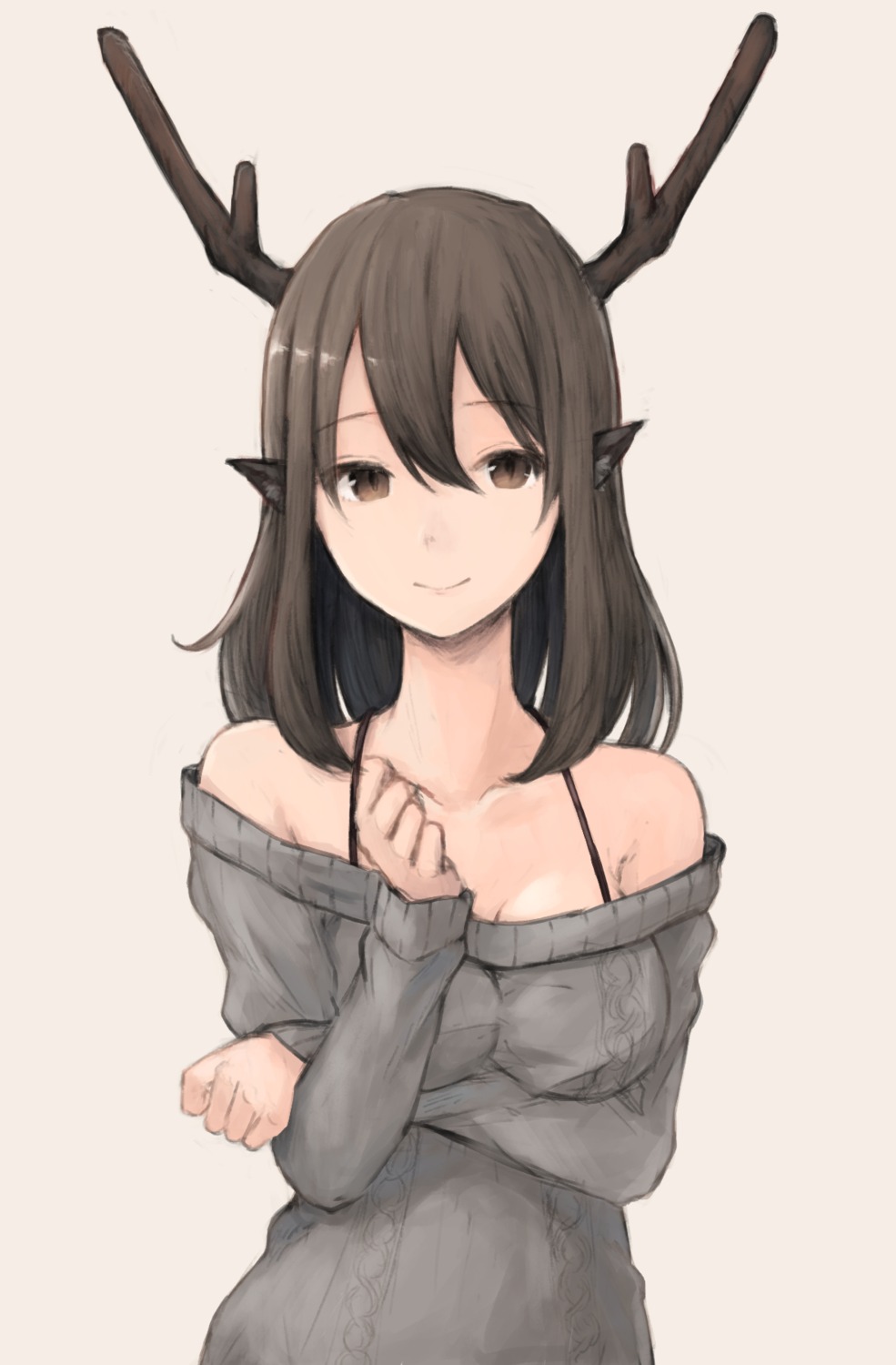 animal_ears breast_hold horns koretsuki_azuma sweater