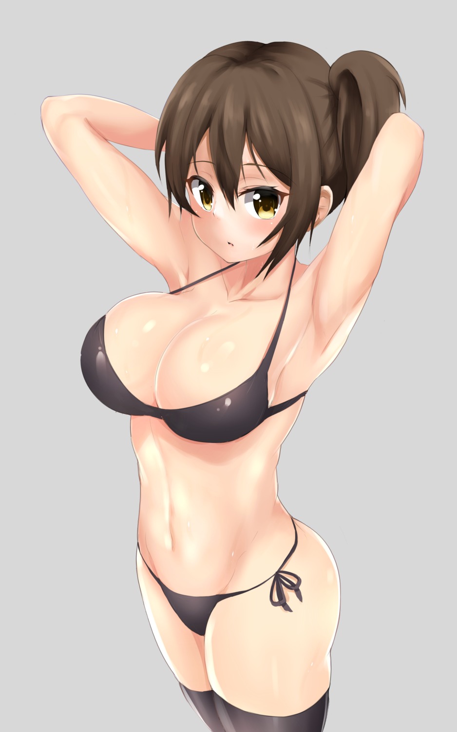 bikini cleavage kaga_(kancolle) kantai_collection kirikan swimsuits thighhighs