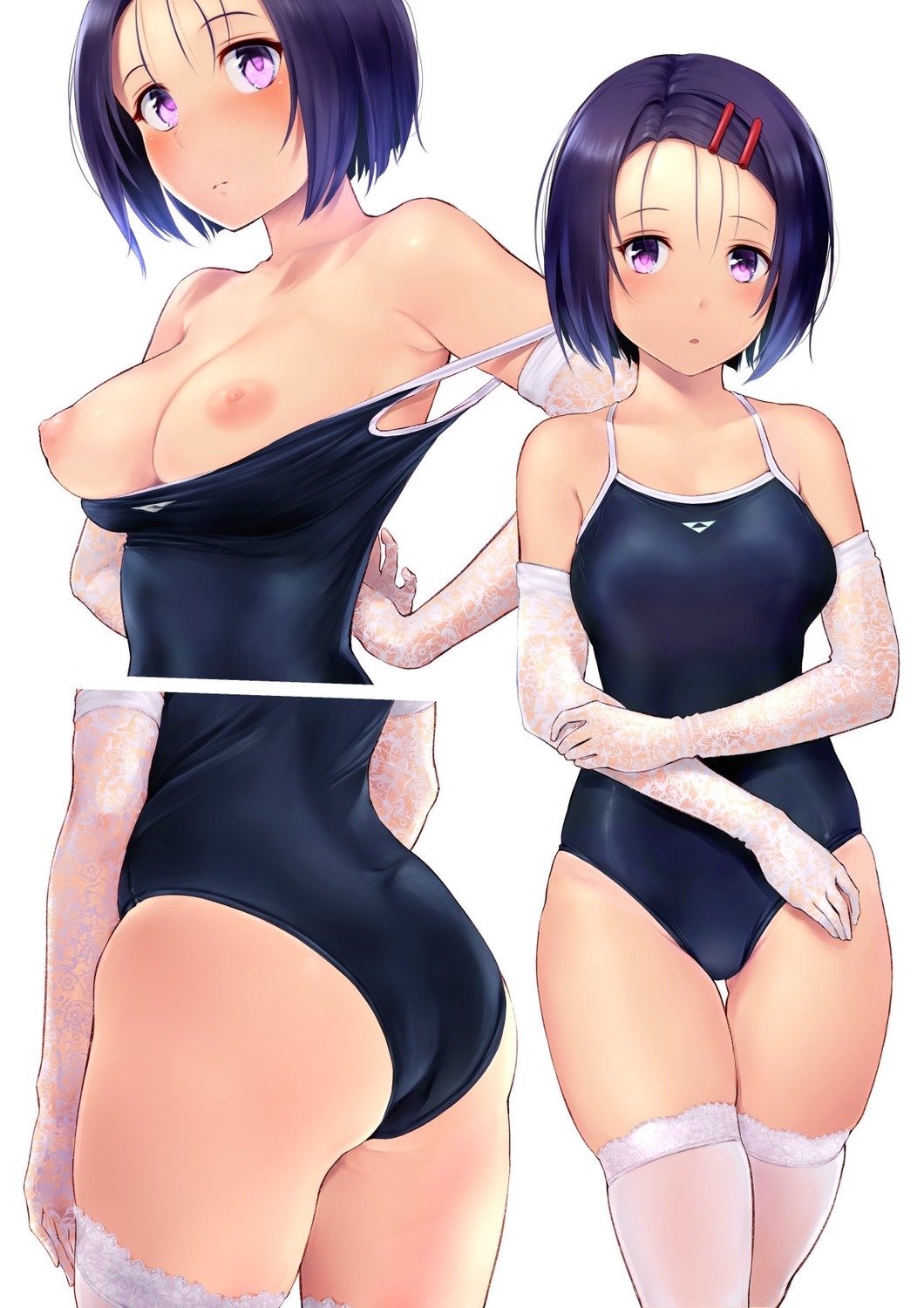 ass breasts nipples sairenji_haruna swimsuits thighhighs to_love_ru to_love_ru_darkness undressing wa_(genryusui)