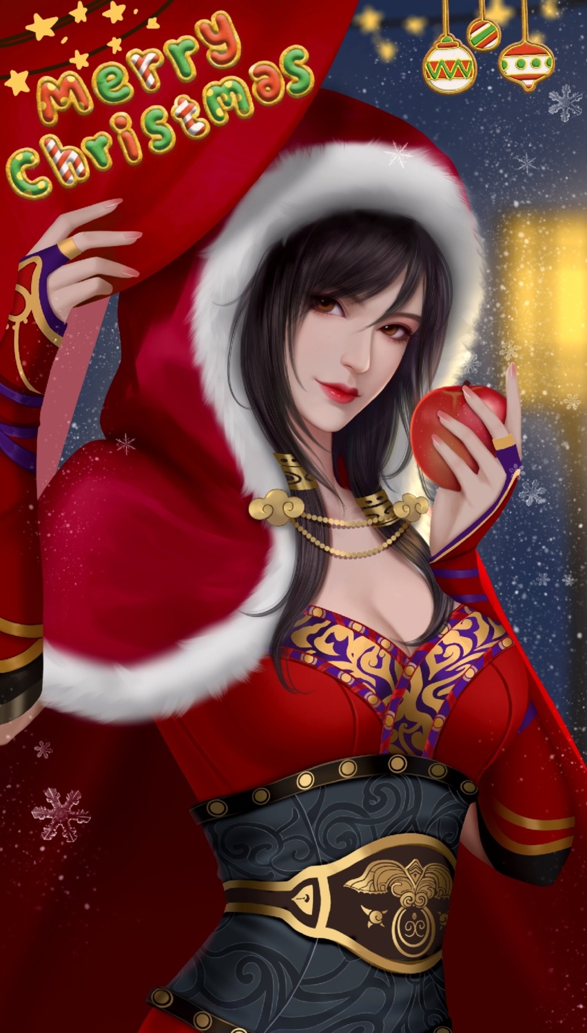 asian_clothes chi_lian christmas cleavage no_bra tagme the_legend_of_qin