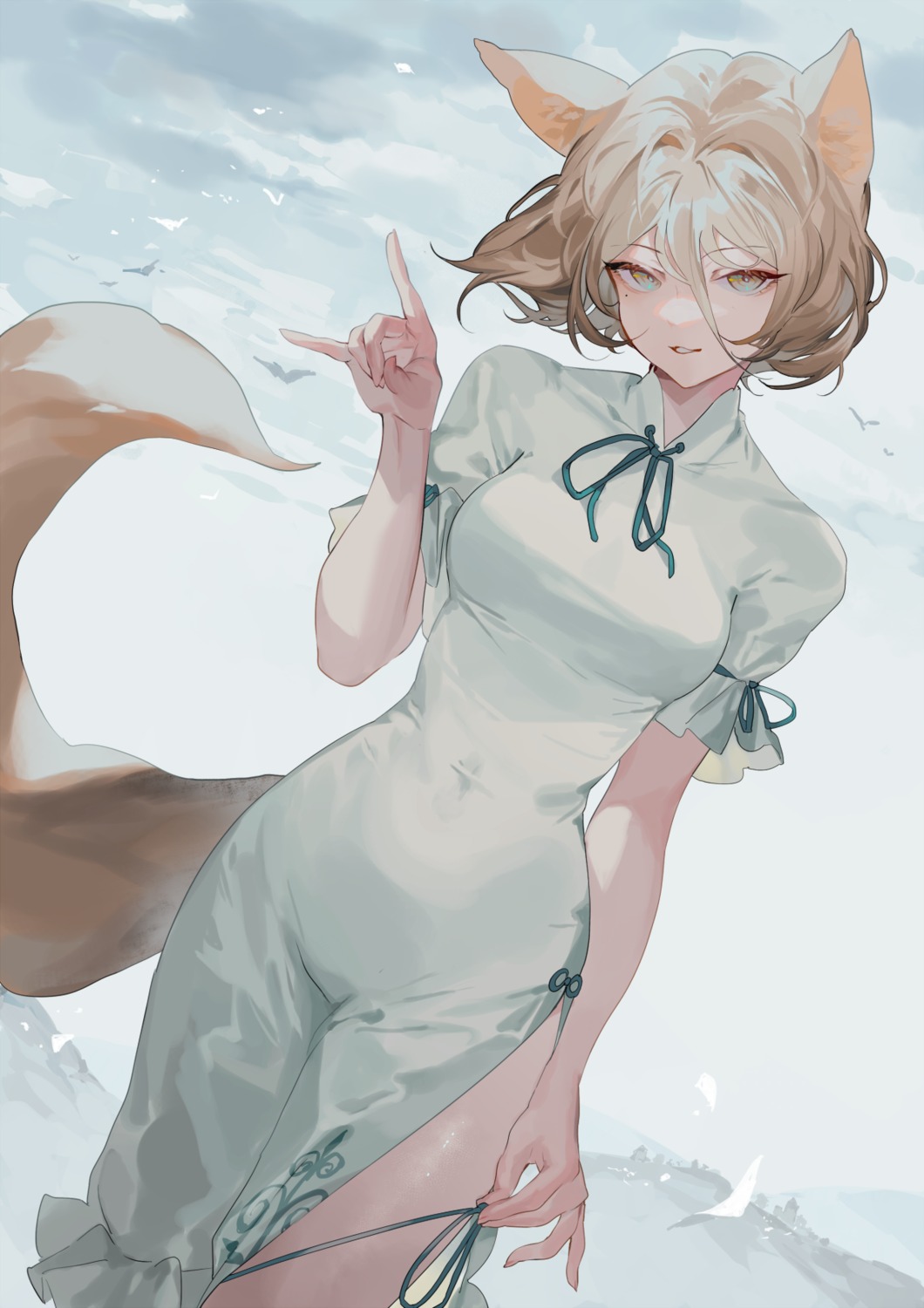 animal_ears dress hillly_(maiwetea) kitsune kudamaki_tsukasa tail touhou