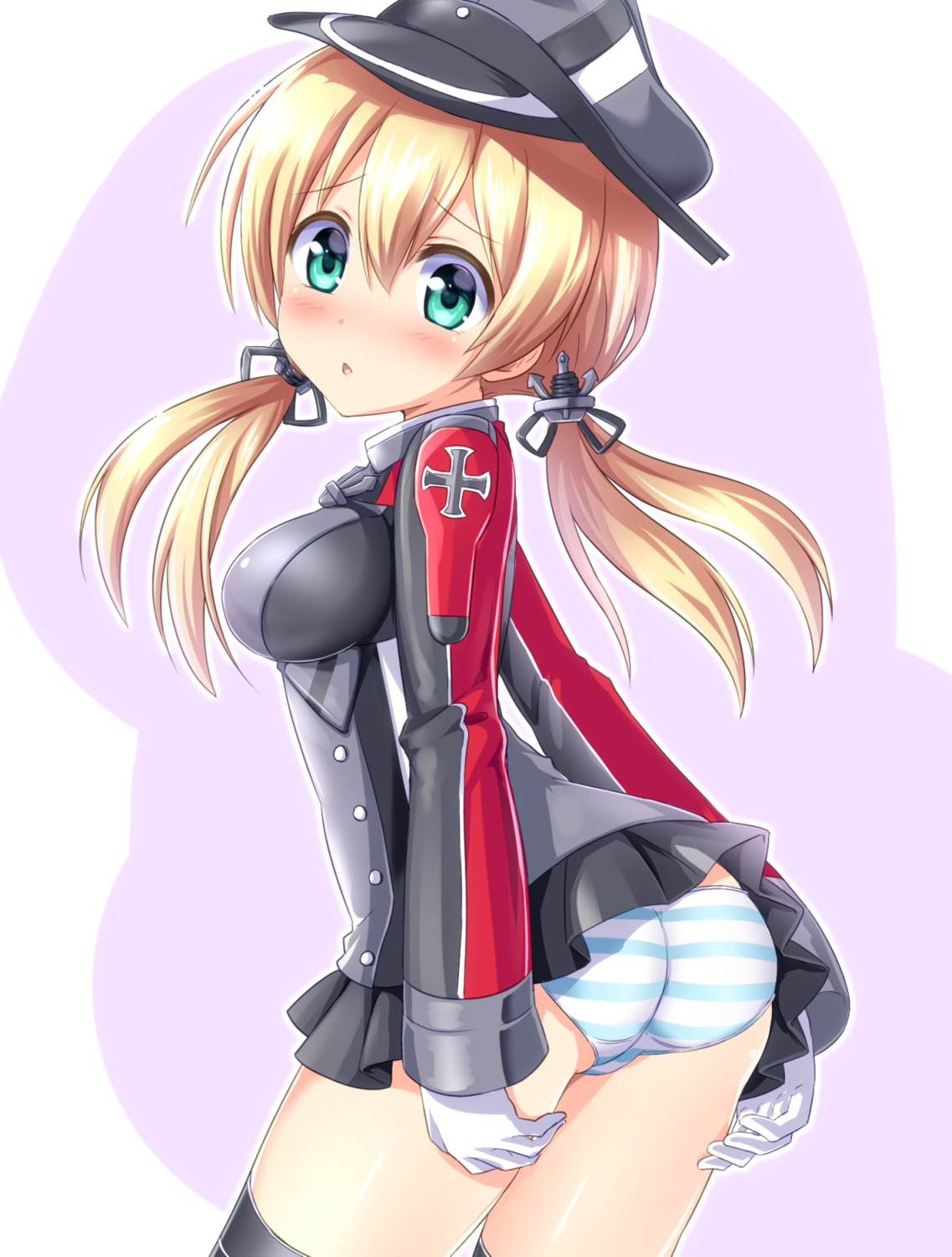 ass kantai_collection kyamu pantsu prinz_eugen_(kancolle) shimapan uniform