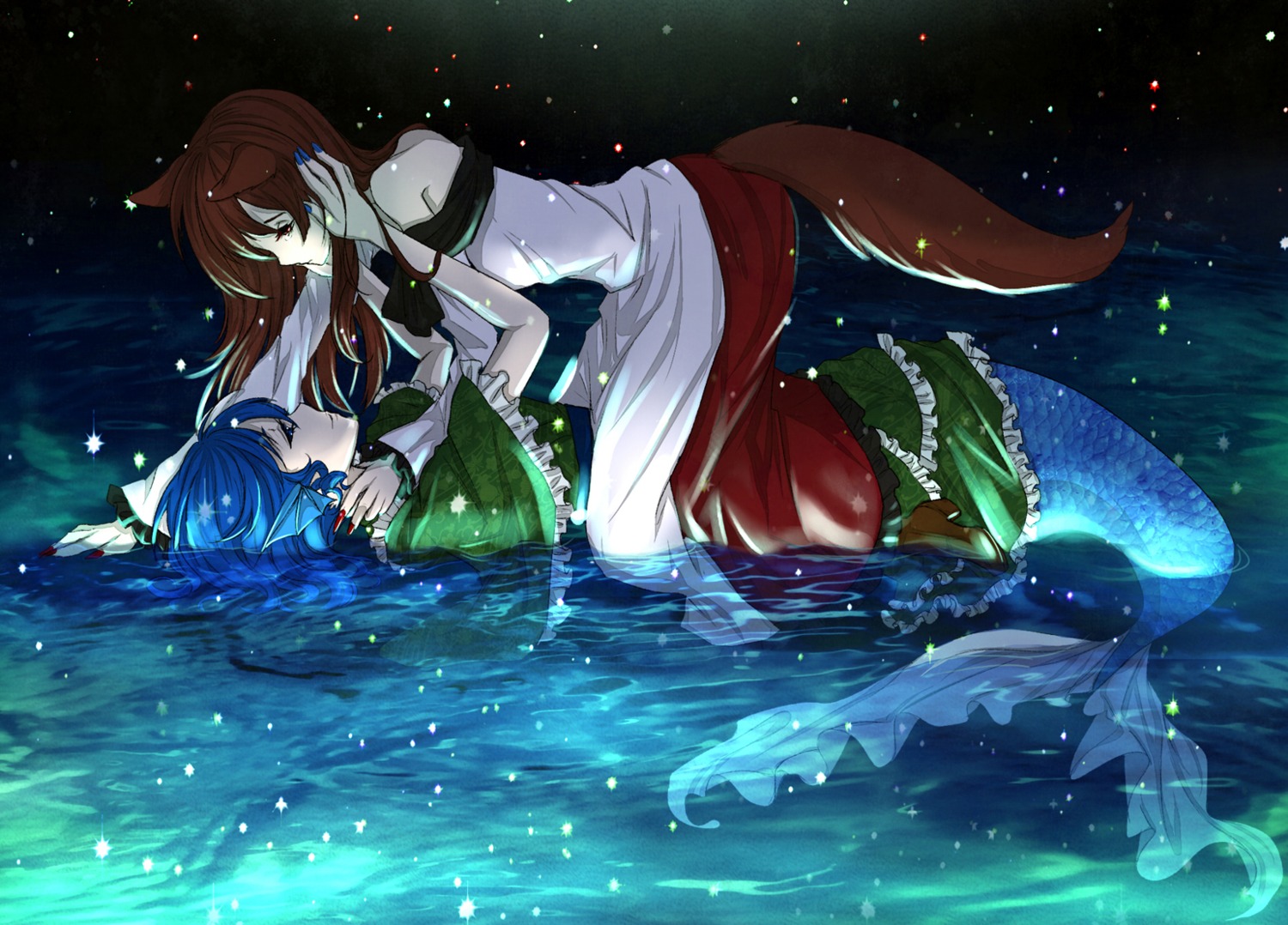 animal_ears imaizumi_kagerou kogyoku-uru mermaid monster_girl tail touhou wakasagihime