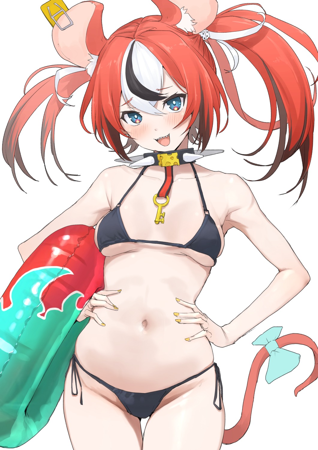 animal_ears bikini hakos_baelz hololive hololive_english mitsuru_(pixiv_34028718) swimsuits tail