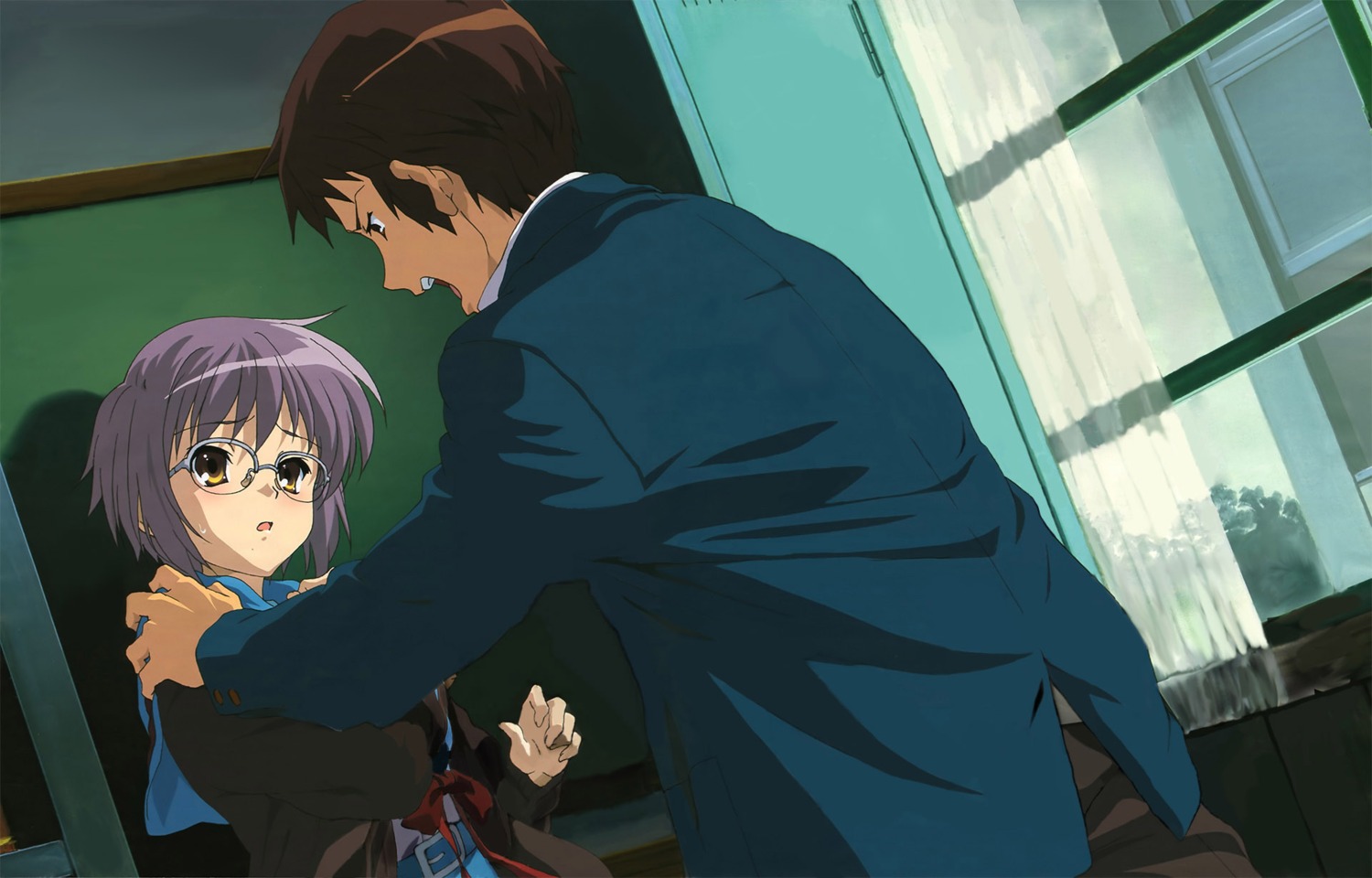 detexted ikeda_shouko kyon megane nagato_yuki seifuku suzumiya_haruhi_no_yuuutsu