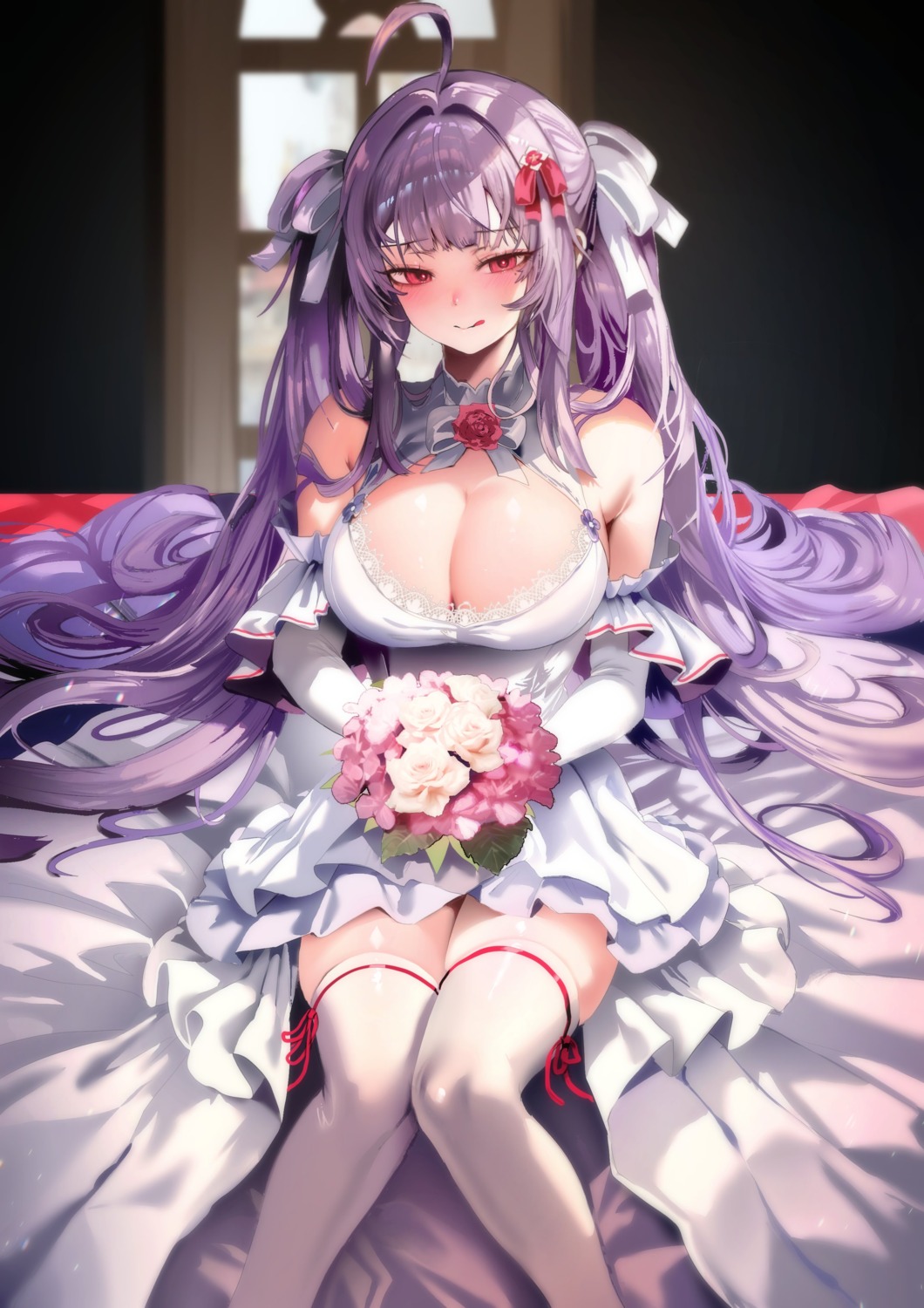 dress garter no_bra thighhighs wedding_dress zerocat zeru