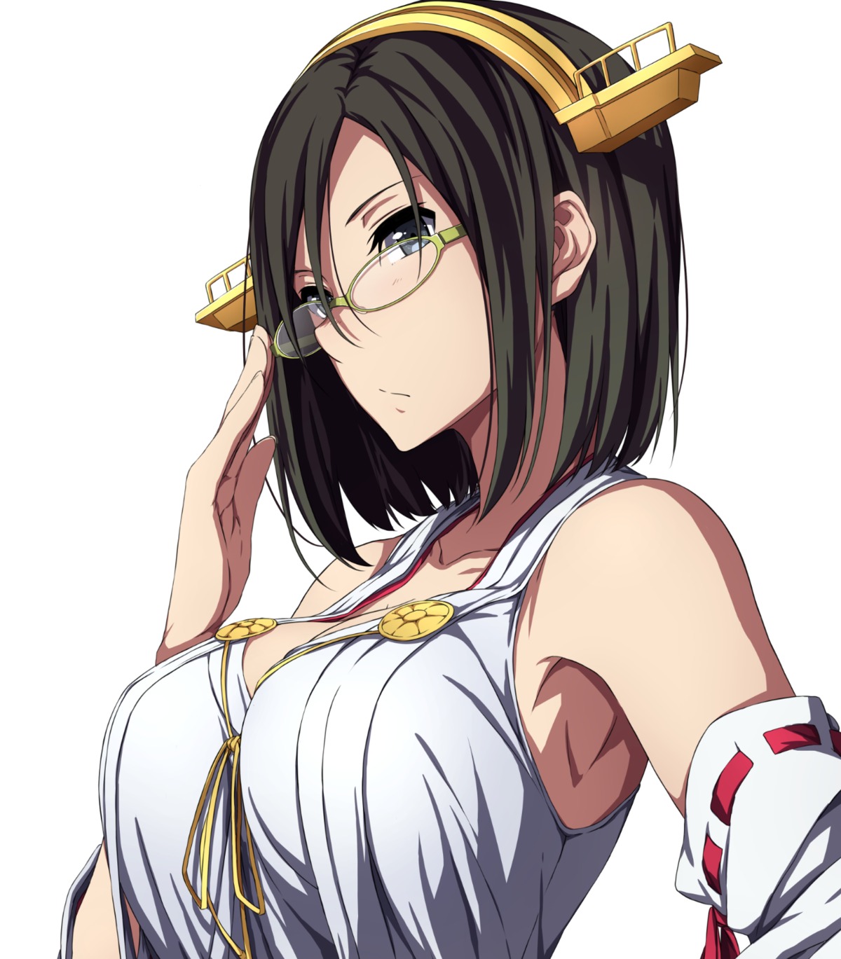 cleavage japanese_clothes kantai_collection kirishima_(kancolle) megane nagioka