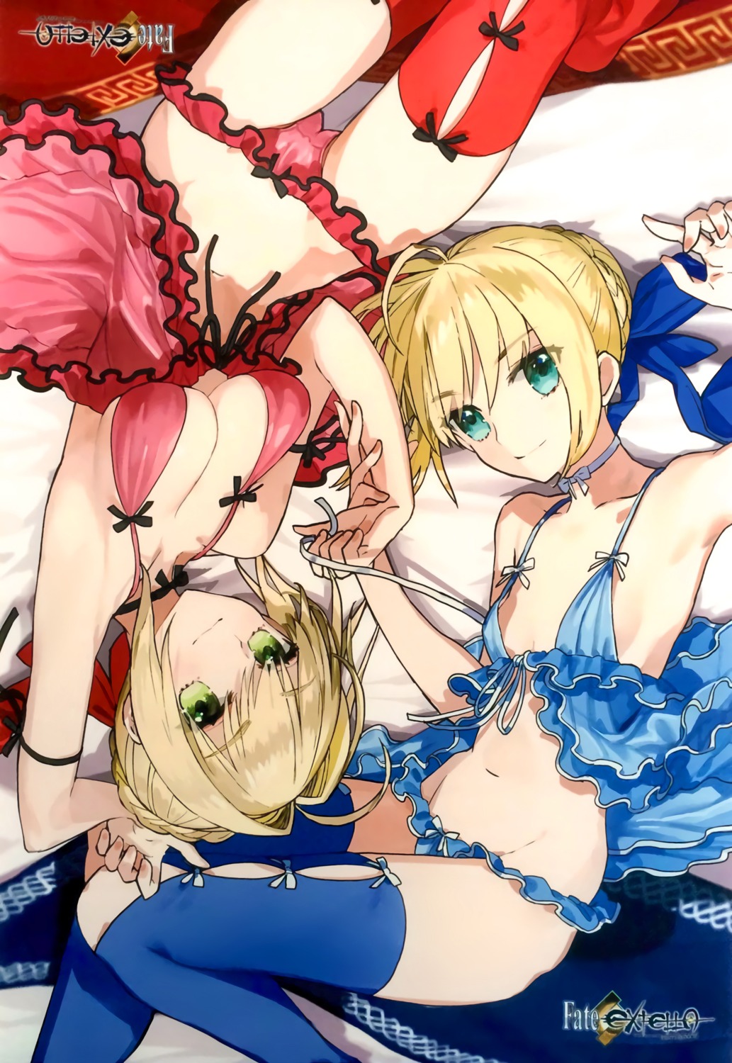 cameltoe fate/extella fate/extra fate/stay_night lingerie pantsu saber saber_extra thighhighs undressing wada_rco