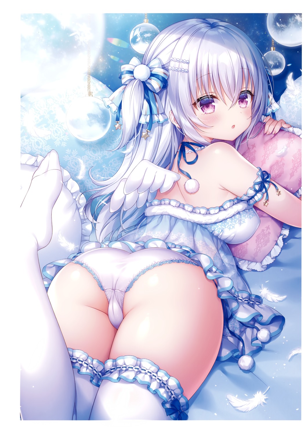 ass cameltoe lingerie mitsuba_choco pantsu see_through string_panties thighhighs wings