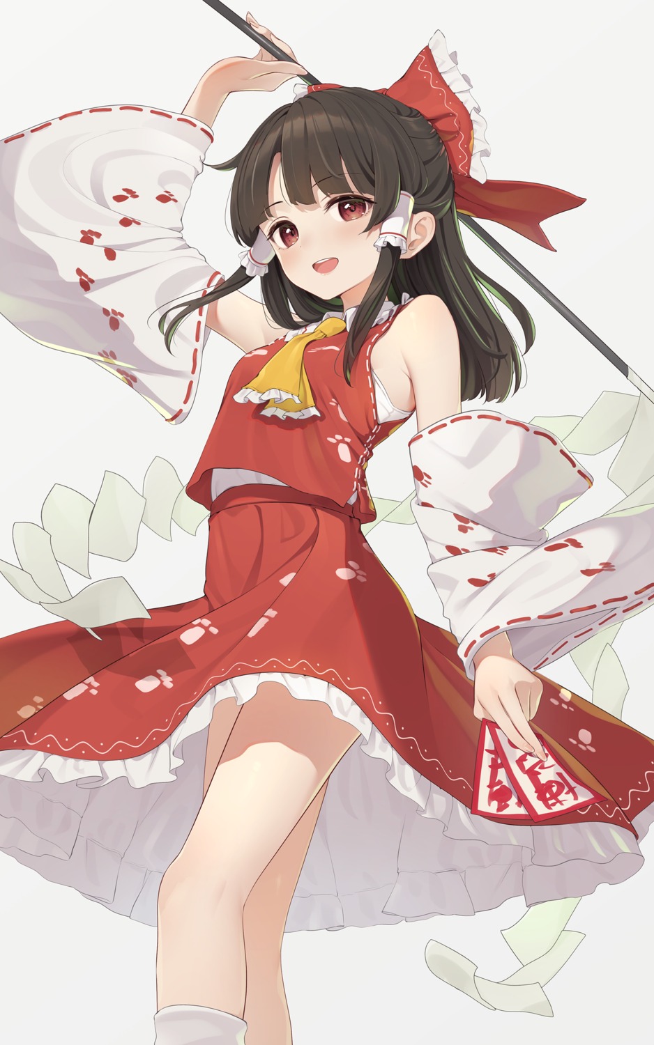 hakurei_reimu kanpa_(campagne_9) miko skirt_lift touhou weapon