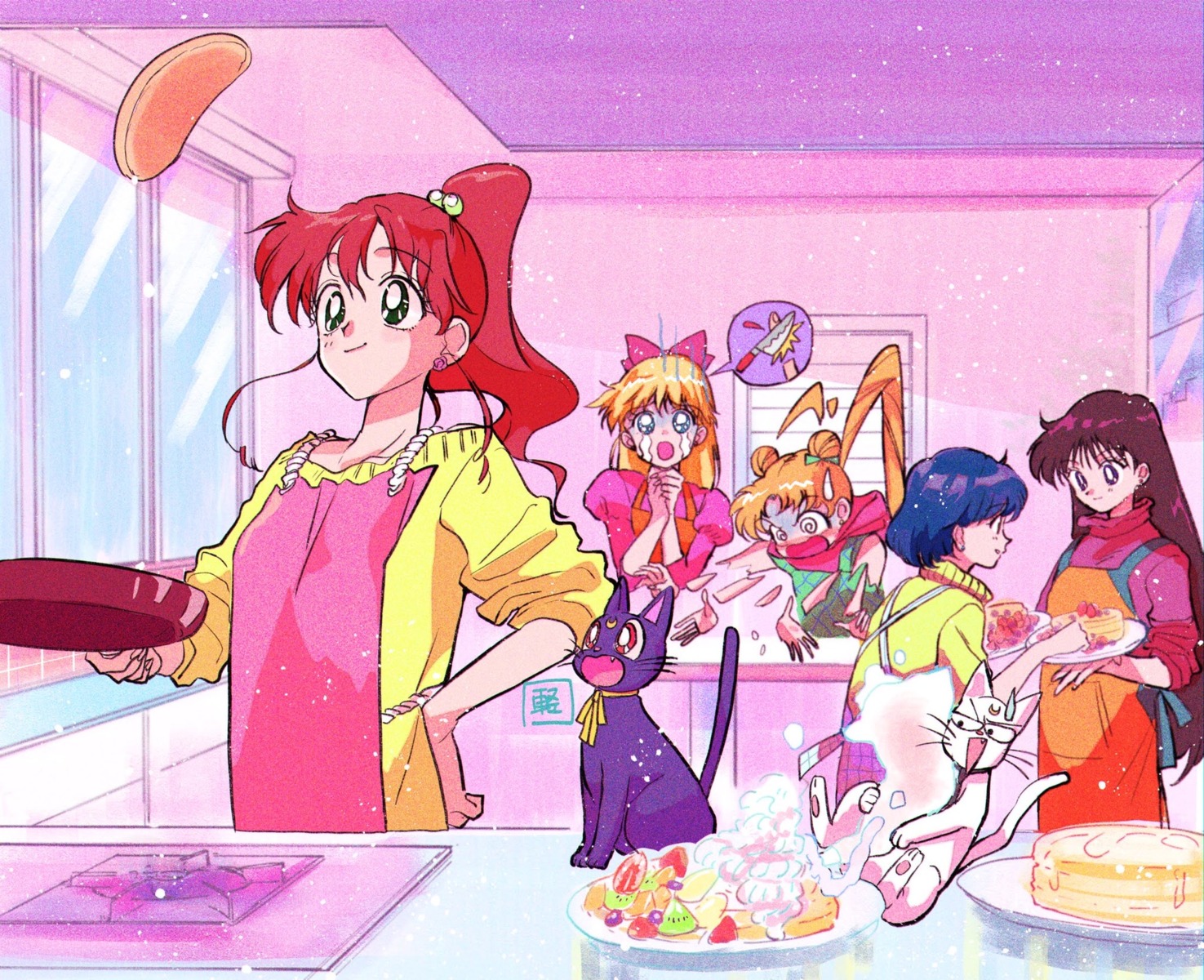 aino_minako artemis_(sailor_moon) bishoujo_senshi_sailor_moon hino_rei kino_makoto luna_(sailor_moon) mizuno_ami murimajimuri neko tsukino_usagi