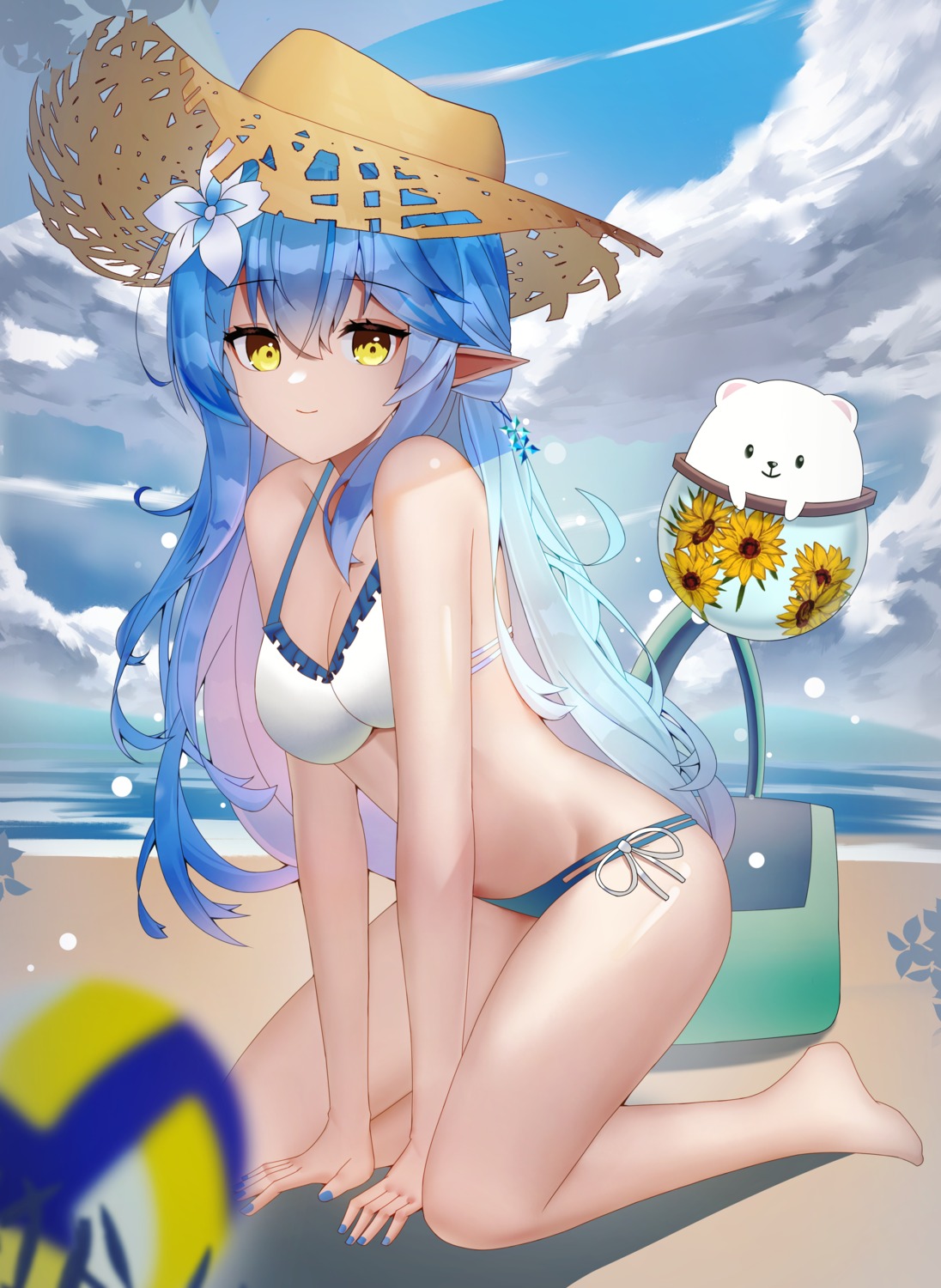 bikini cleavage hololive maio05321 pointy_ears swimsuits yukihana_lamy