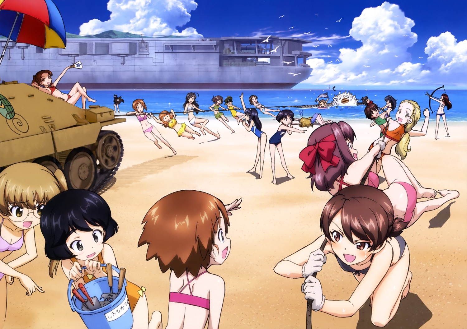 akiyama_yukari bikini caesar cleavage erwin girls_und_panzer isobe_noriko isuzu_hana kadotani_anzu kawanishi_shinobu kondou_taeko maruyama_saki megane nishizumi_miho oono_aya oryou_(girls_und_panzer) reizei_mako saemonza sakaguchi_karina sasaki_akebi sawa_azusa school_swimsuit sono_midoriko swimsuits tagme takebe_saori utsugi_yuuki weapon yamagou_ayumi