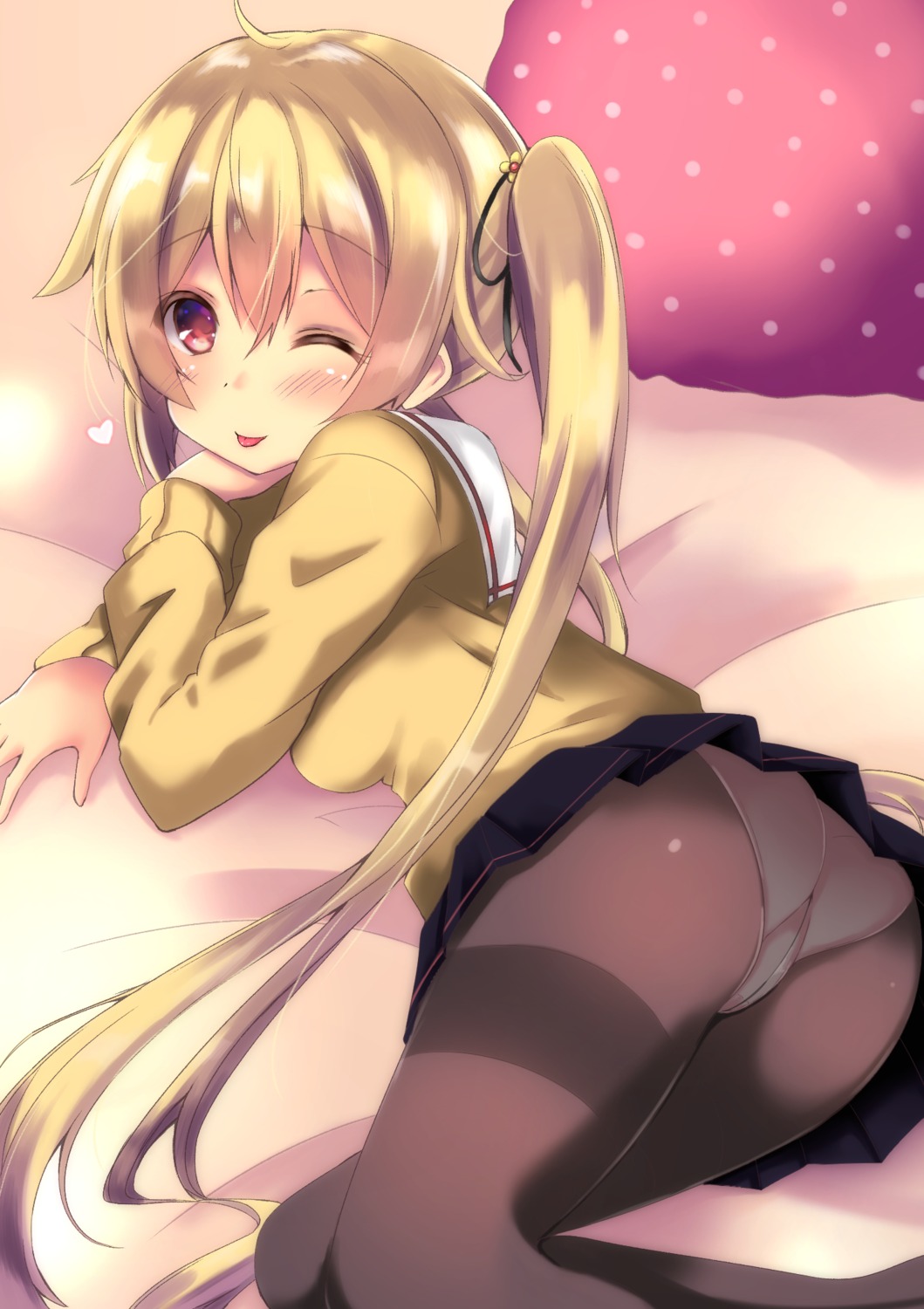 ass kantai_collection murasame_(kancolle) pantsu pantyhose purunyara seifuku sweater