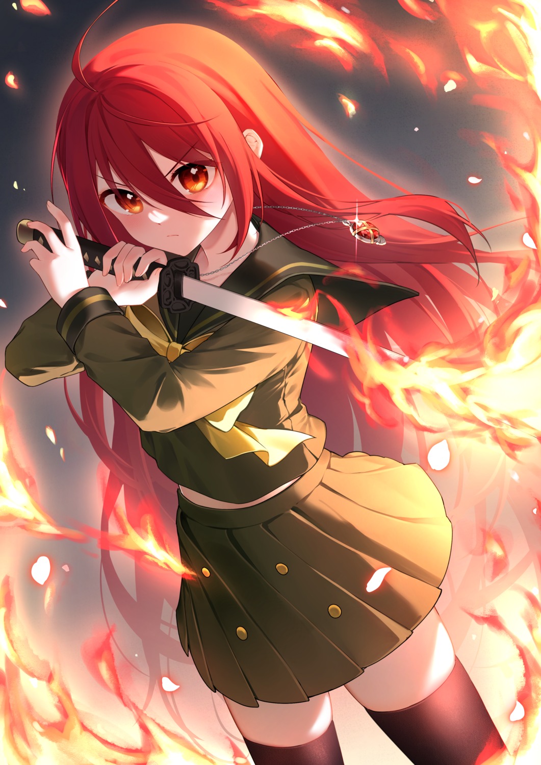 seifuku shakugan_no_shana shana shrimp_cake sword thighhighs