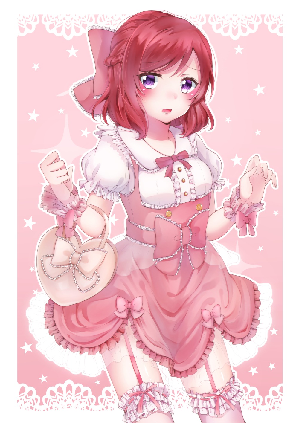 dress fujisaki_hinako love_live! nishikino_maki see_through stockings thighhighs