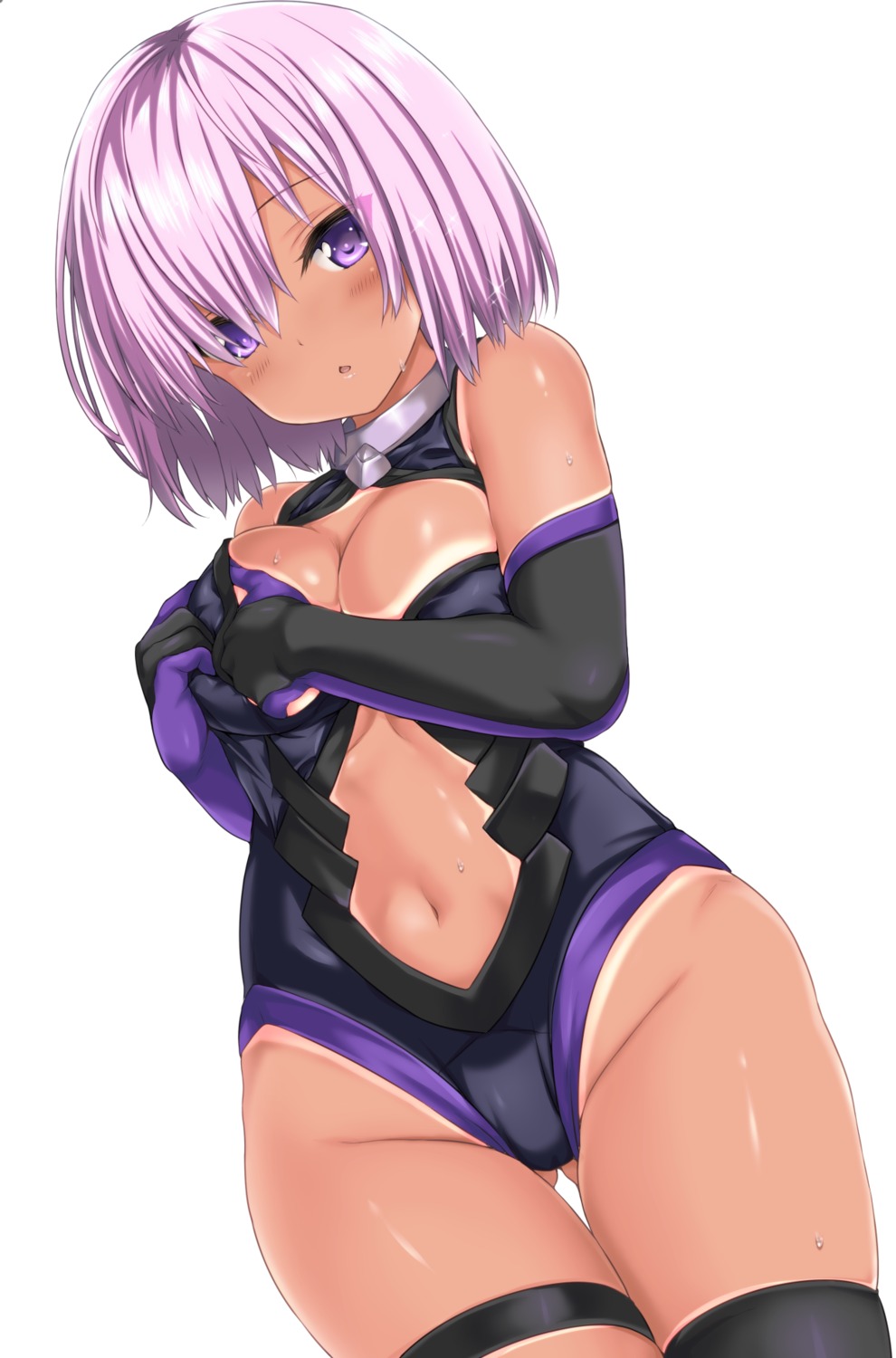 breast_grab cleavage fate/grand_order mash_kyrielight nijimotohiro_k tan_lines