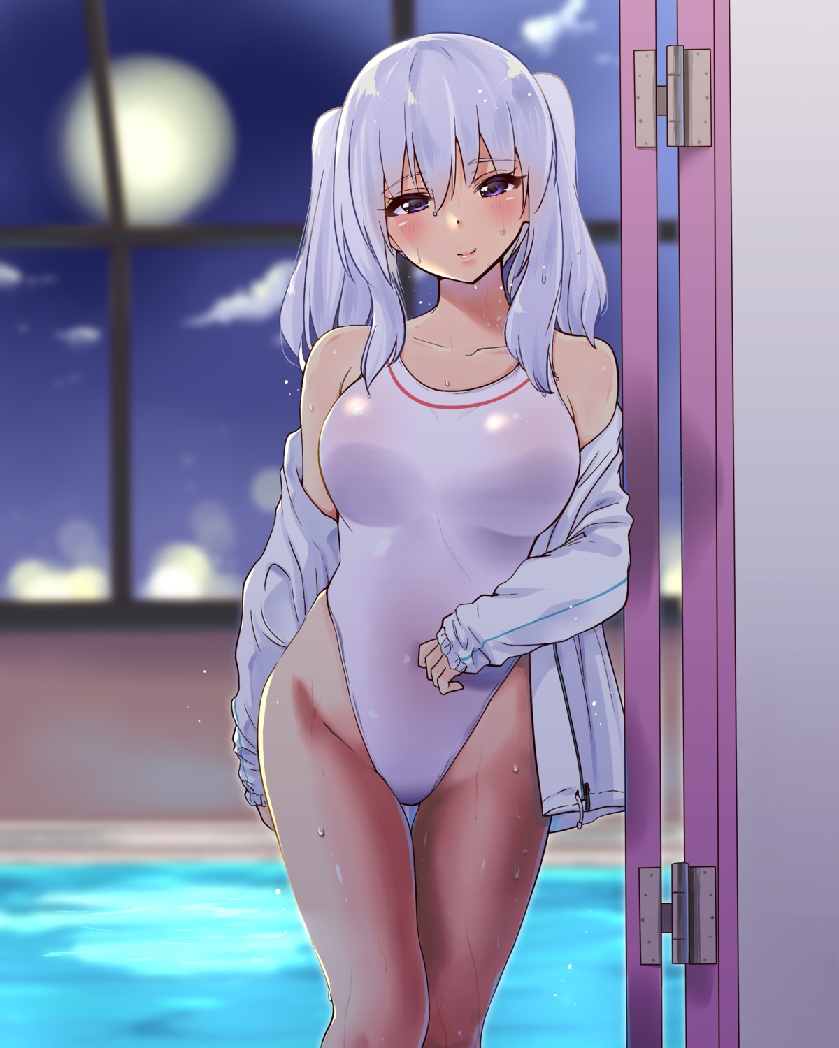 gym_uniform kantai_collection kashima_(kancolle) sarfata swimsuits wet