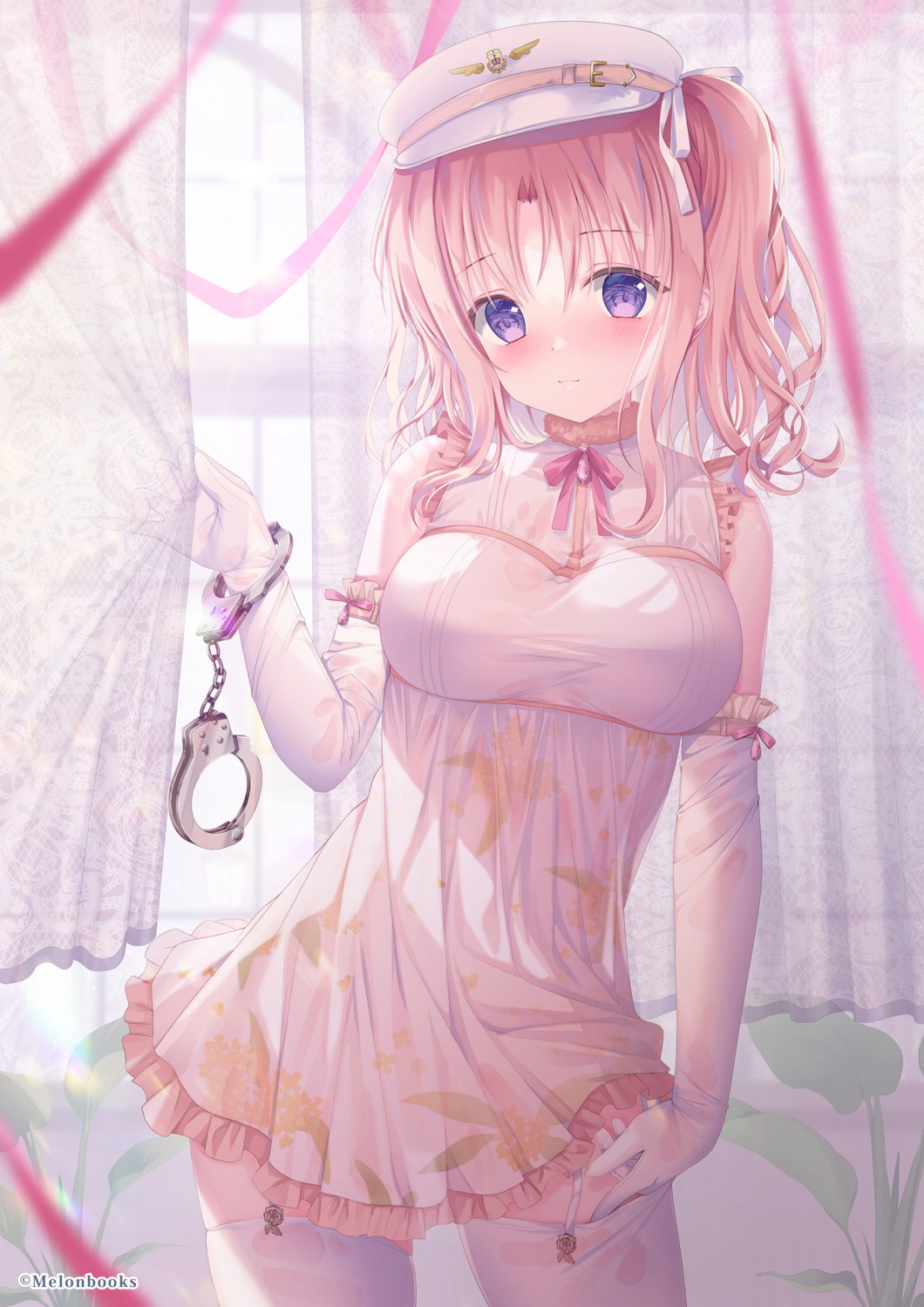 dress izumi_kaori_(twinbox) see_through skirt_lift stockings thighhighs twinbox twinbox_school wet_clothes